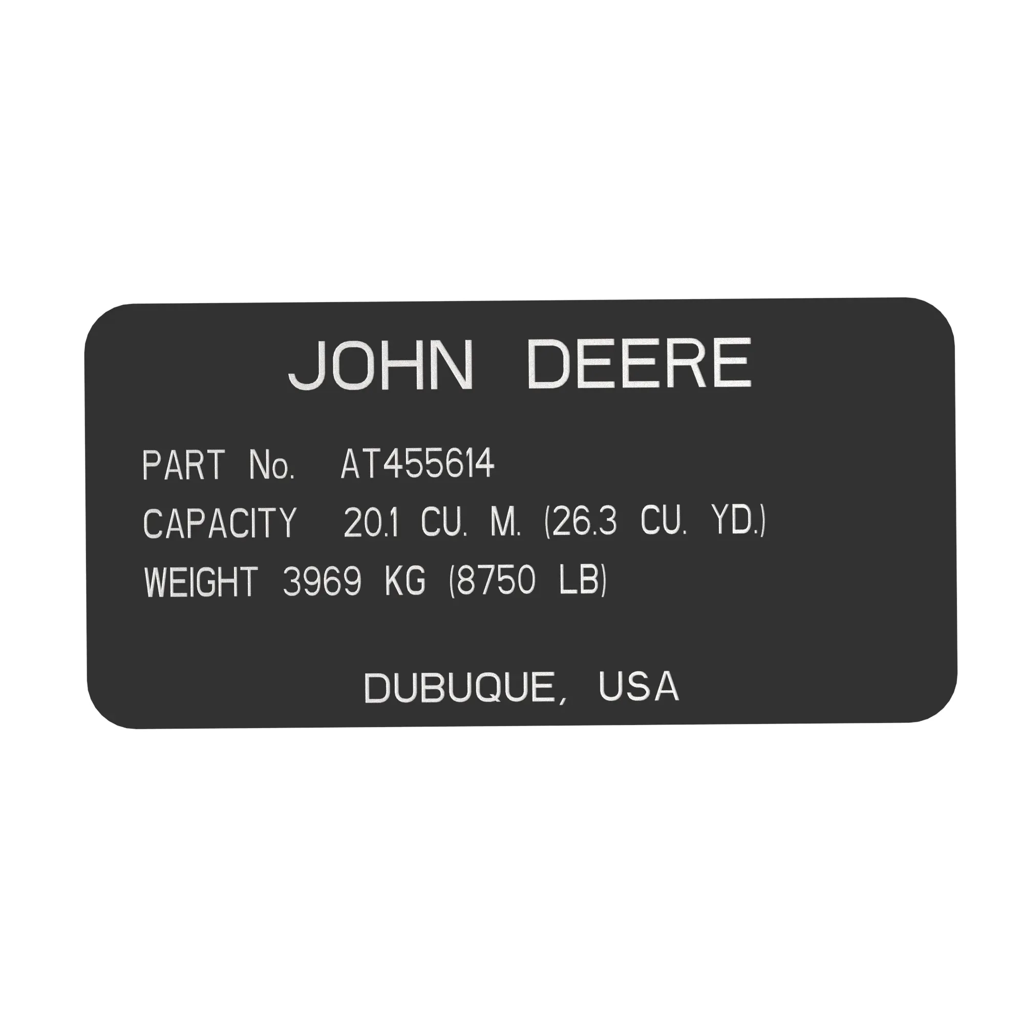 John Deere Identification Plate - T371365