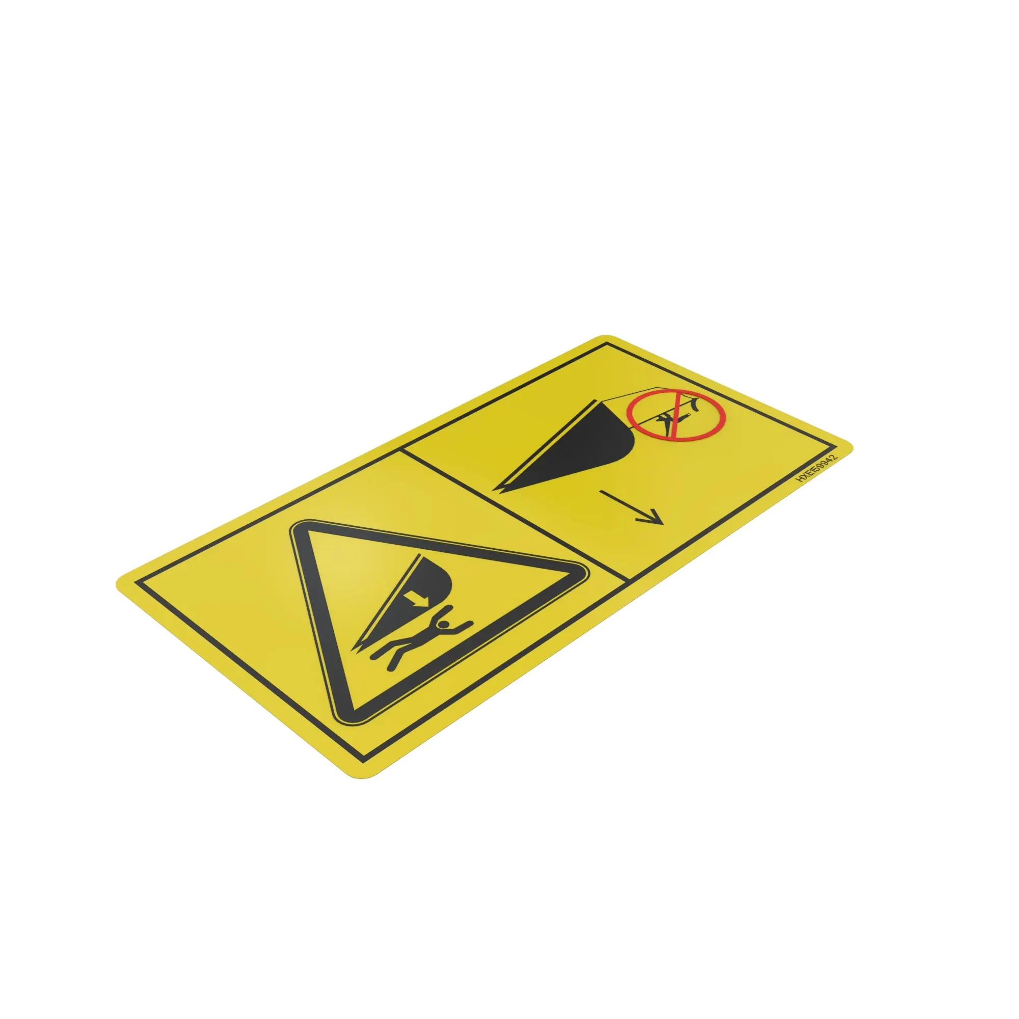 John Deere Feederhouse Door Latch Label, Bottom - HXE159942