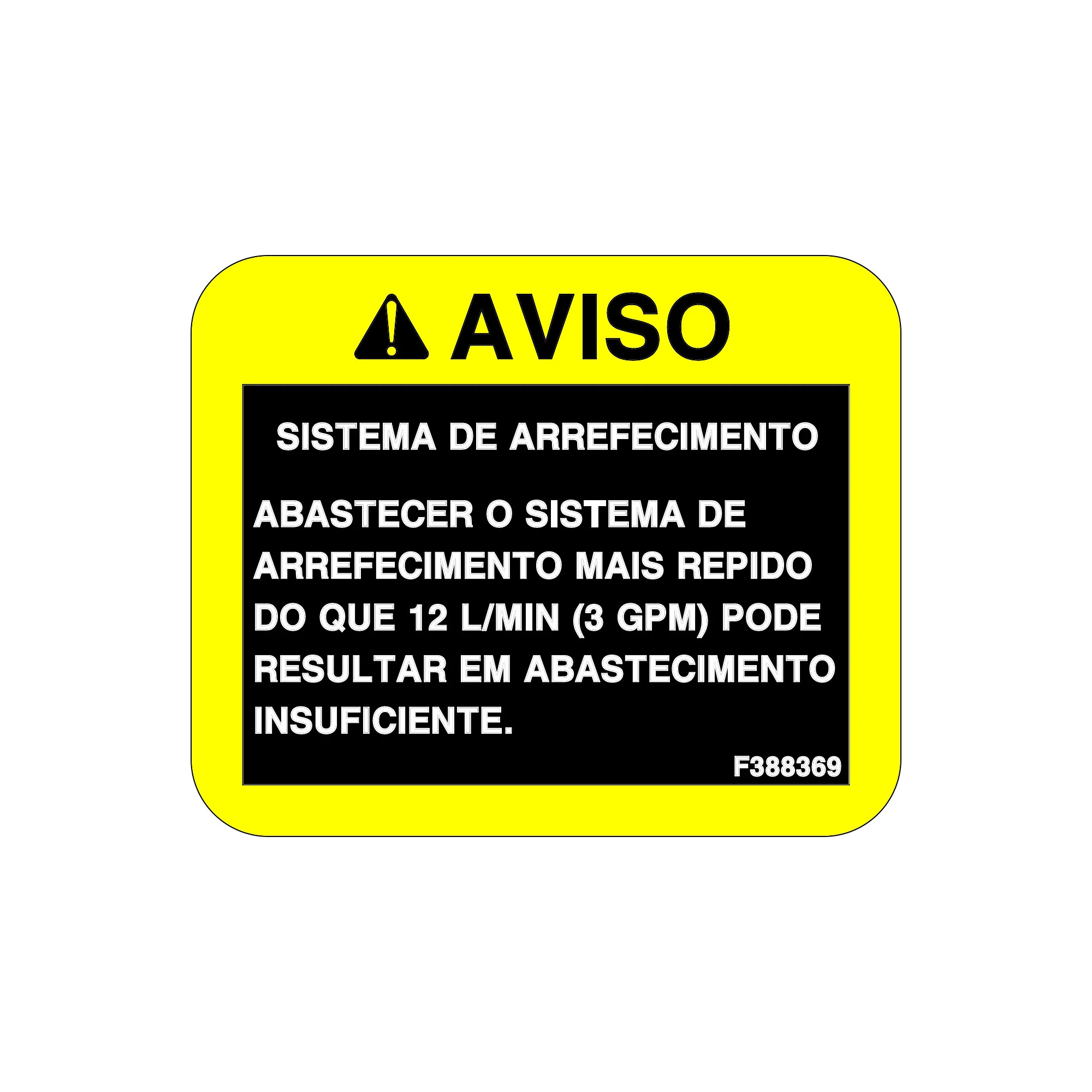 John Deere Cooling System Label, Portuguese - F388369