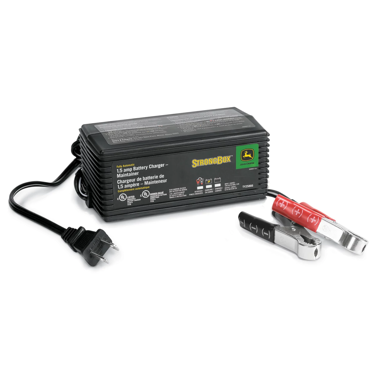 John Deere TY25866 1.5 Amp Battery Charger & Maintainer - Stand-Alone Unit For Lawn Equipment