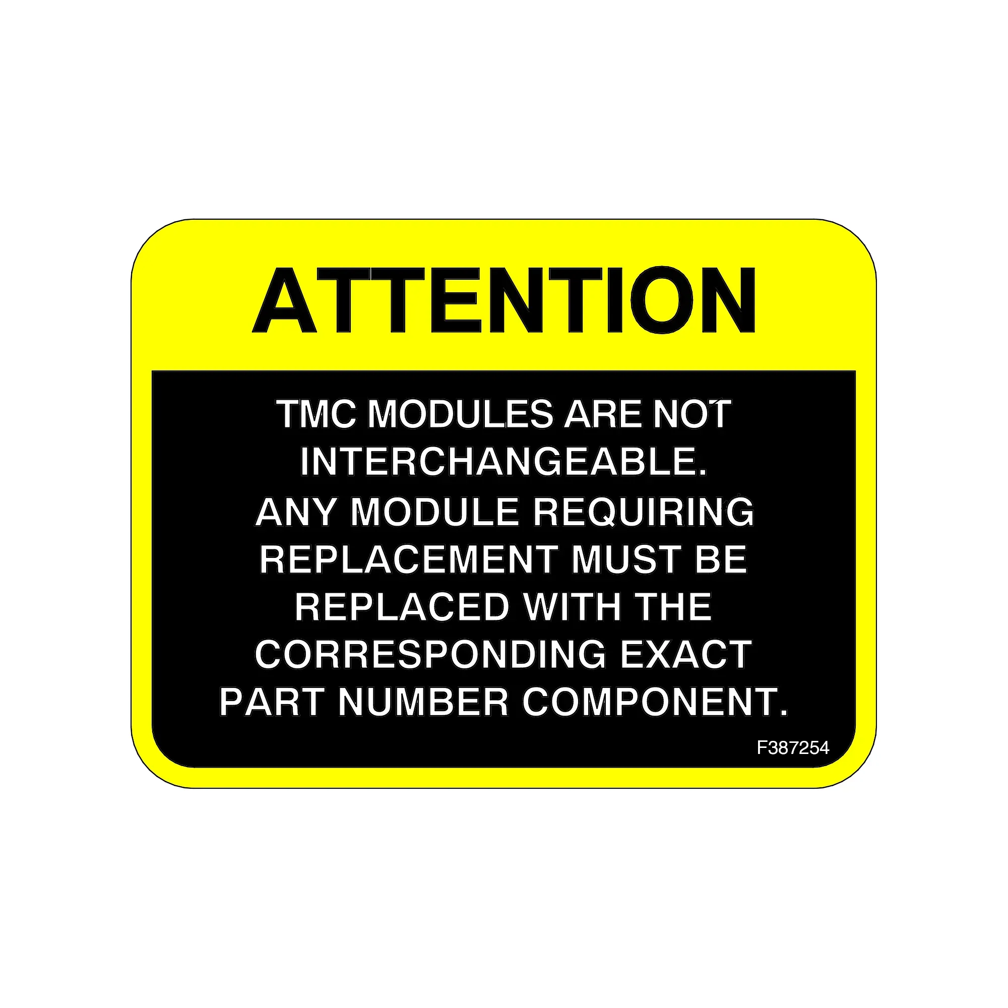 John Deere TMC Modules Label, English - F387254