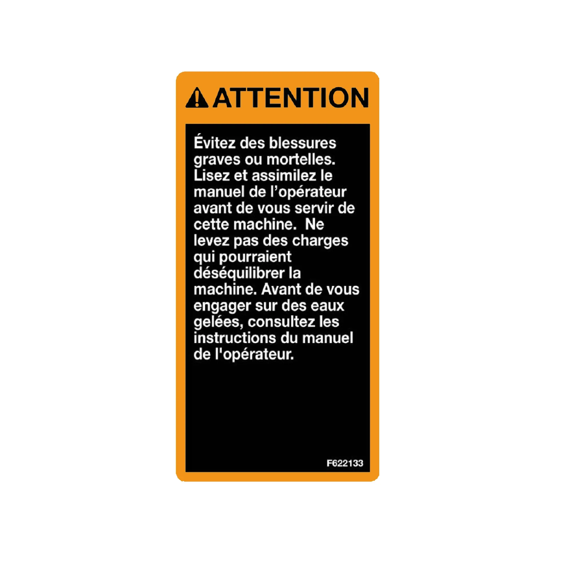 John Deere Label, Read Manual - F622133