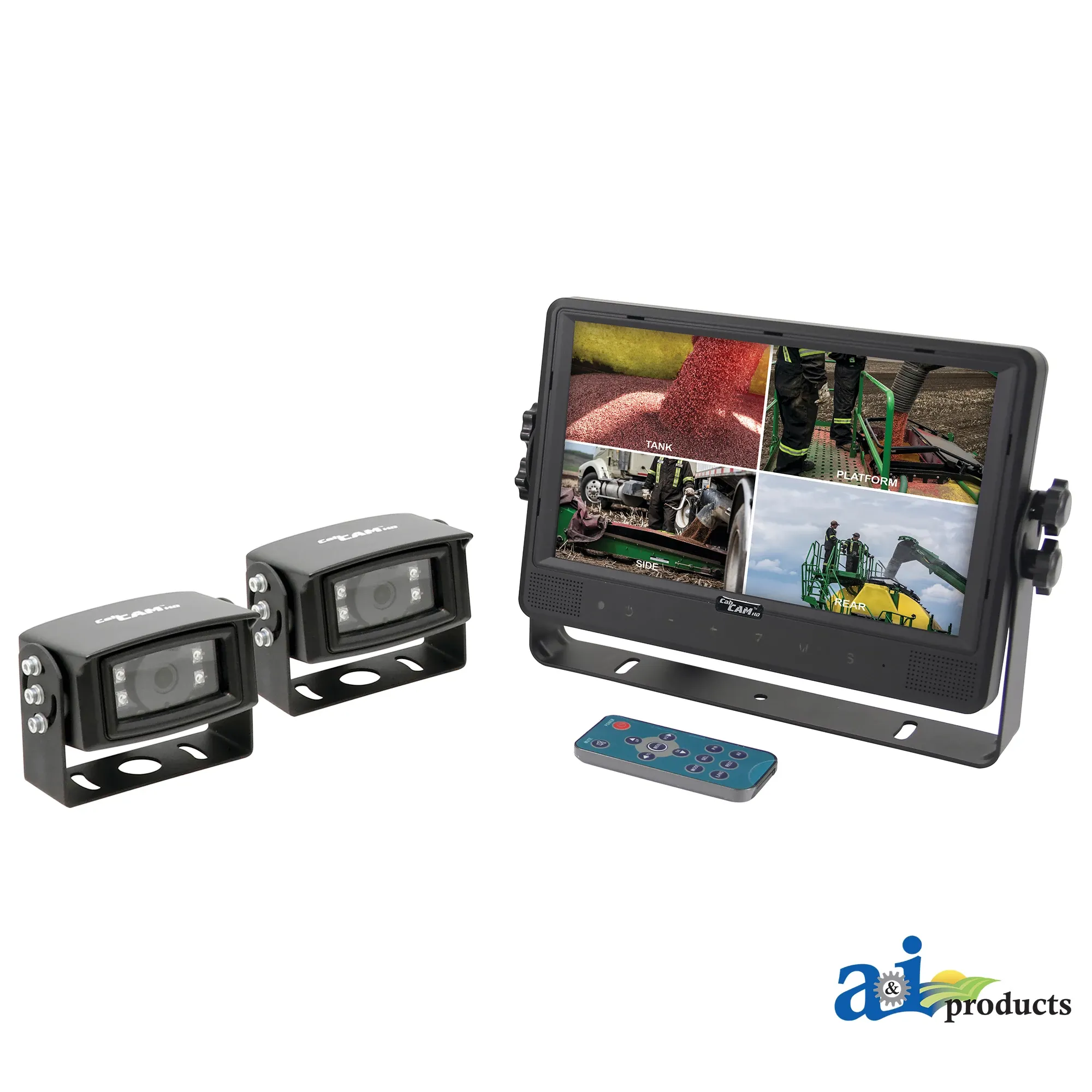 A&I Products CabCAM™ 9-inch Touch Screen / Touch Button HD QUAD Color Monitor with 2 Cameras - A-HDS1953