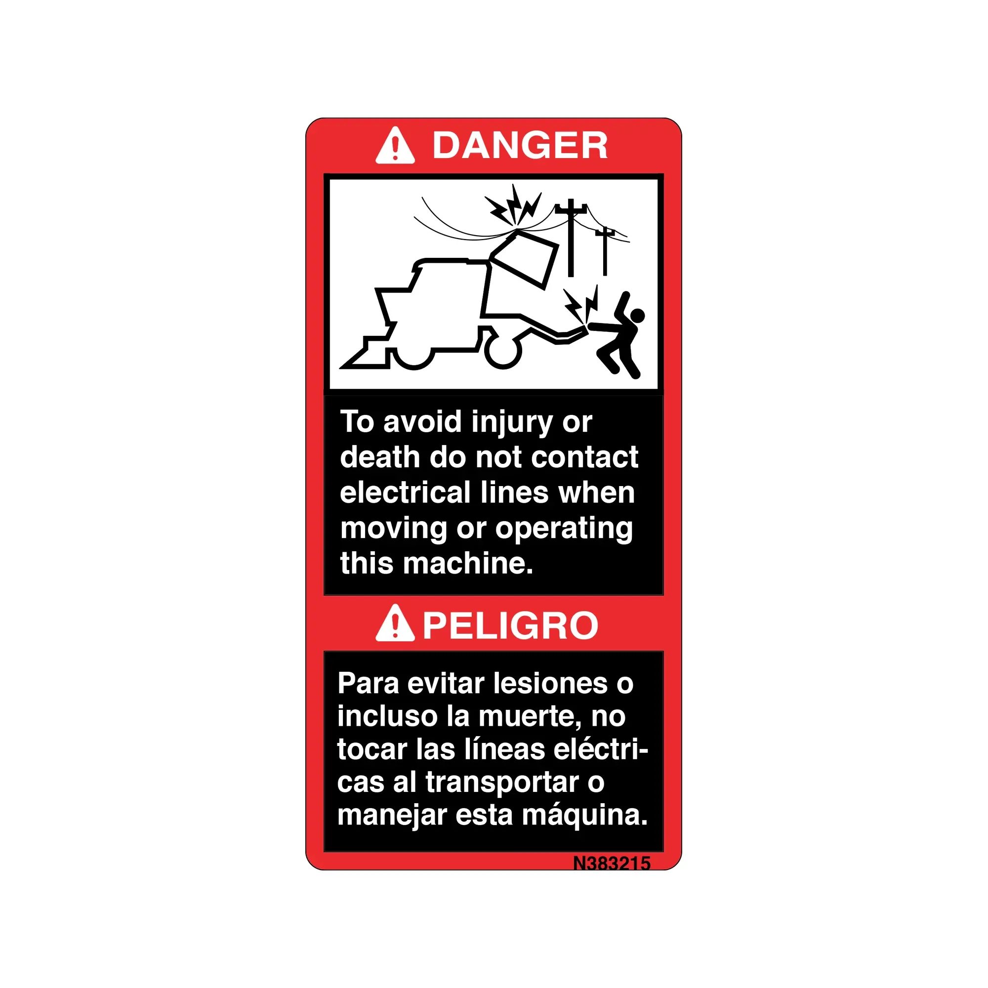 John Deere Electric Biling Danger Label - N383215