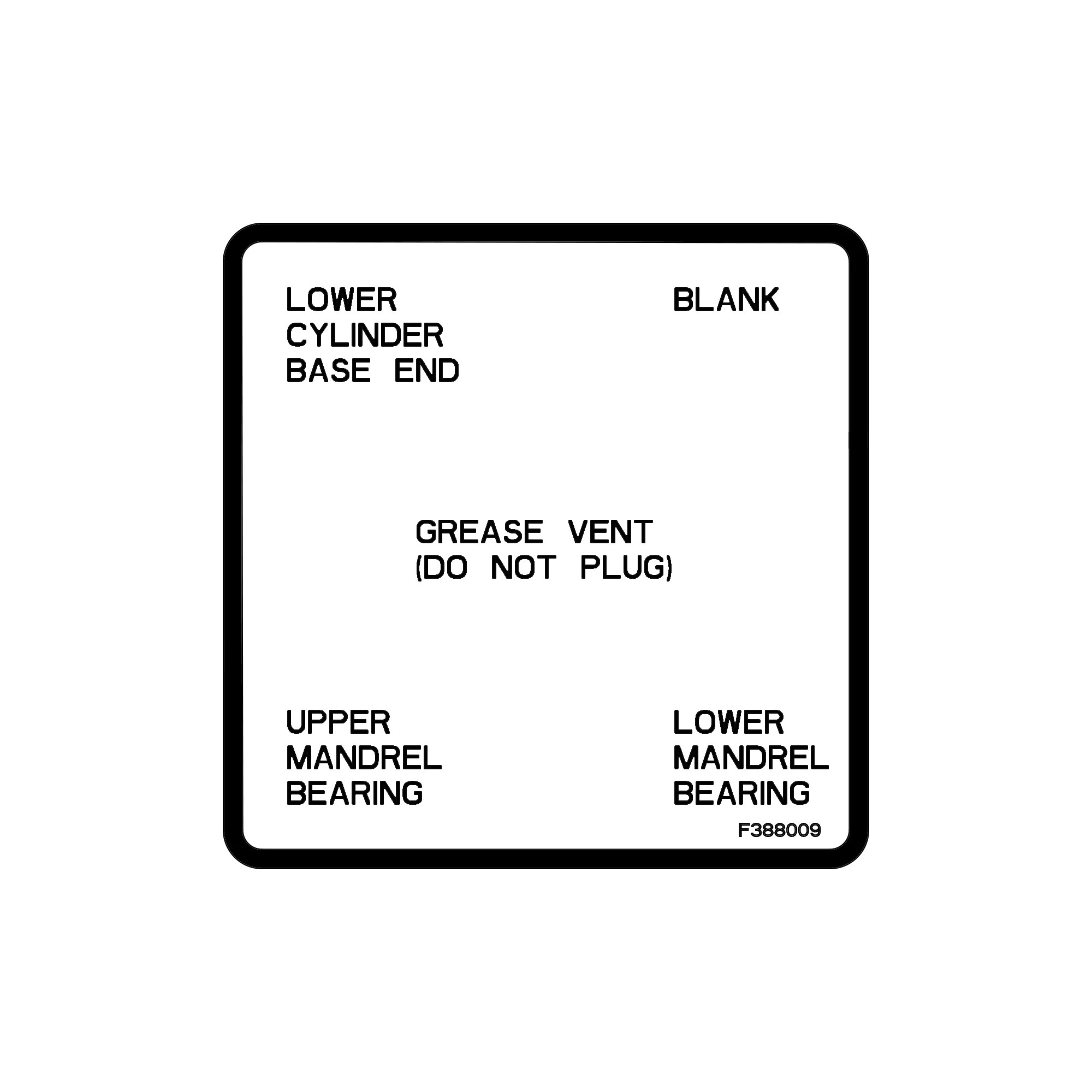 John Deere Lubricant Points Label - F388009