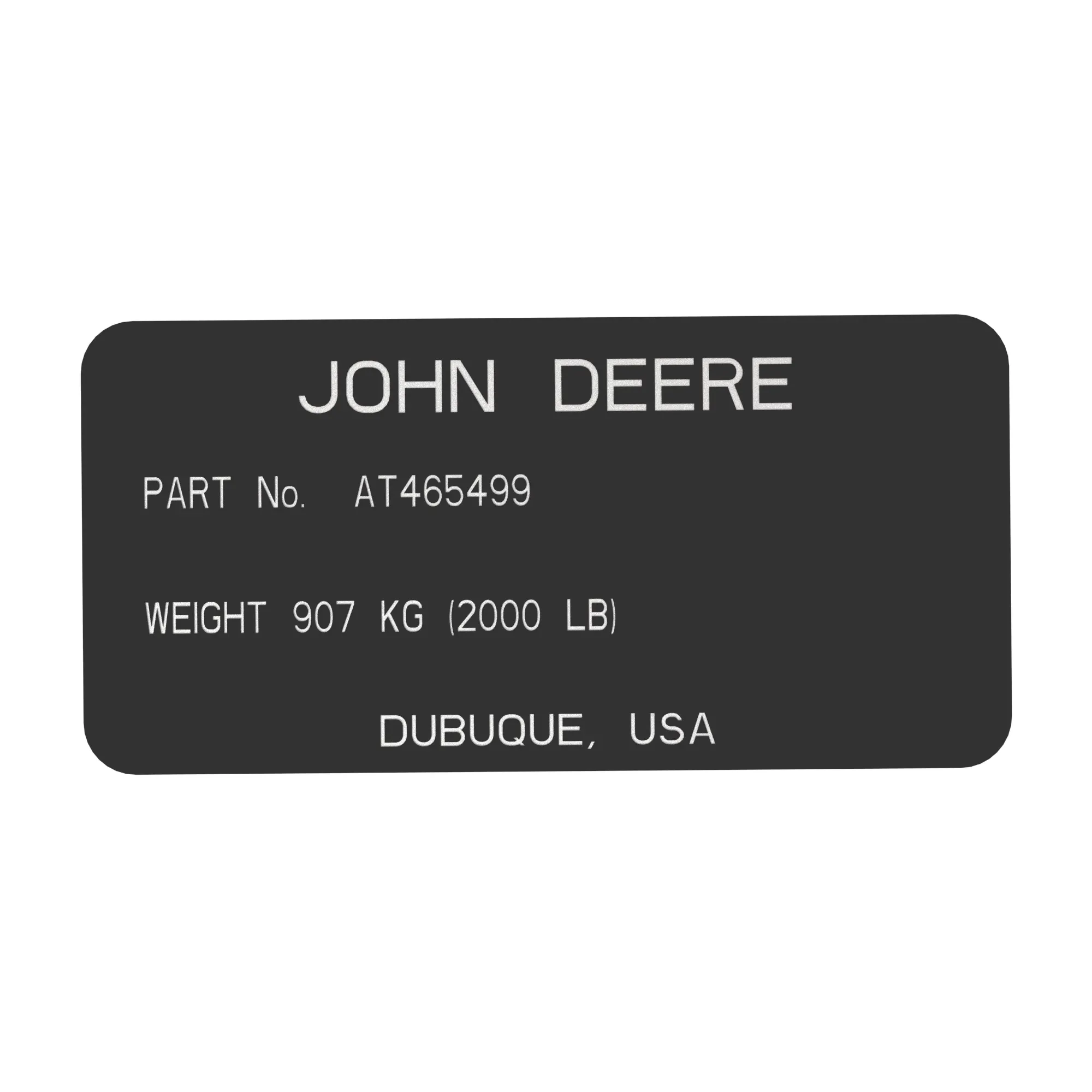 John Deere Identification Plate - T378283