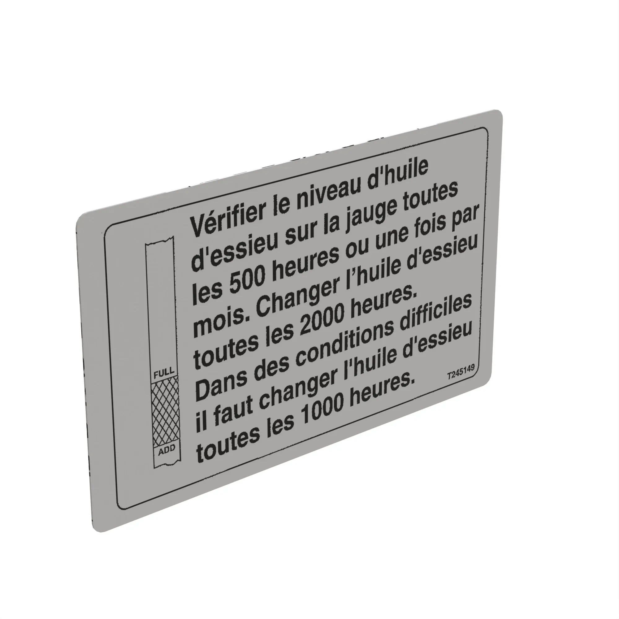 John Deere Axle Oil Label - T245149