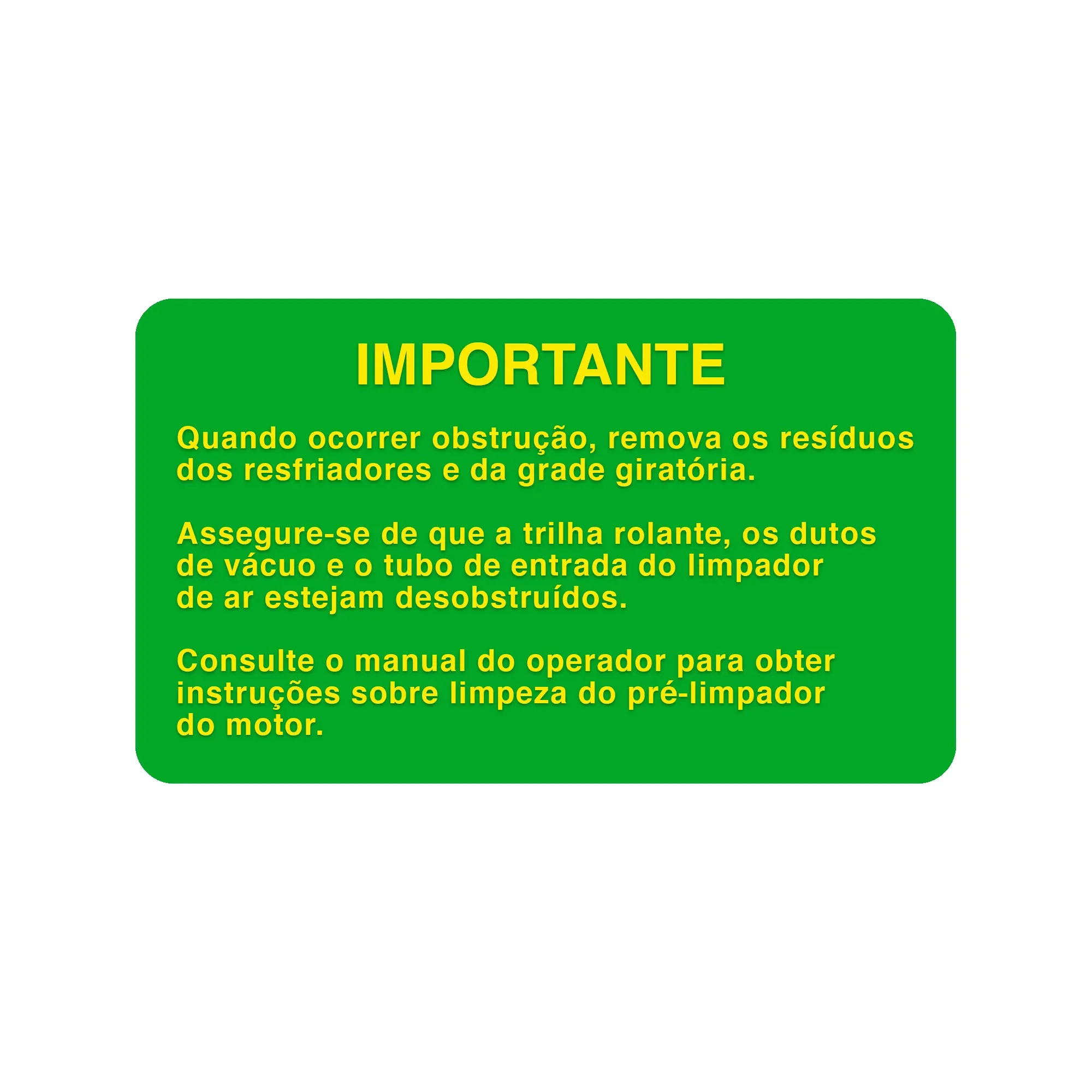 John Deere Cooling Package Cleanout Label - H165199