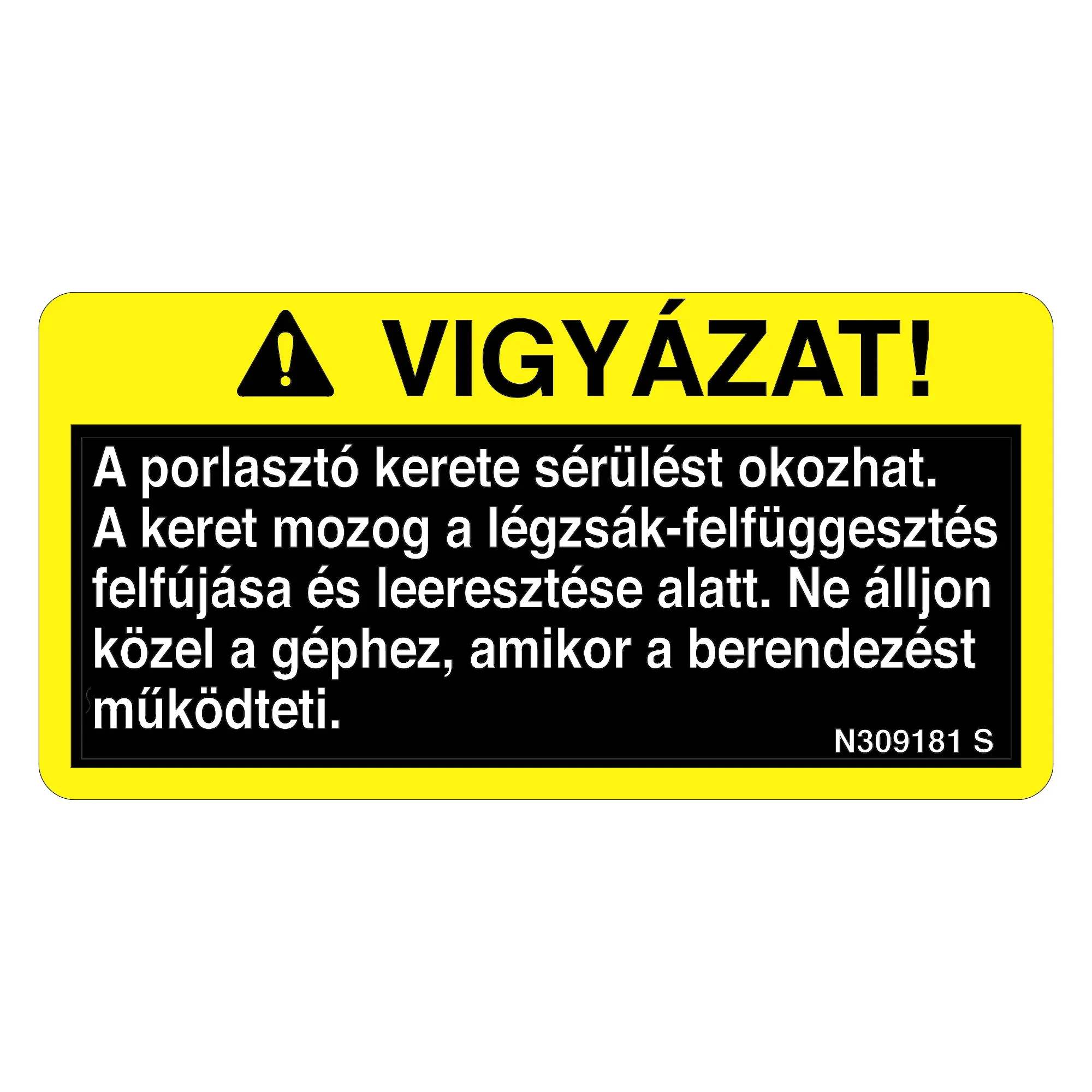 John Deere Auto Air Spring Label, Hungarian - N309181