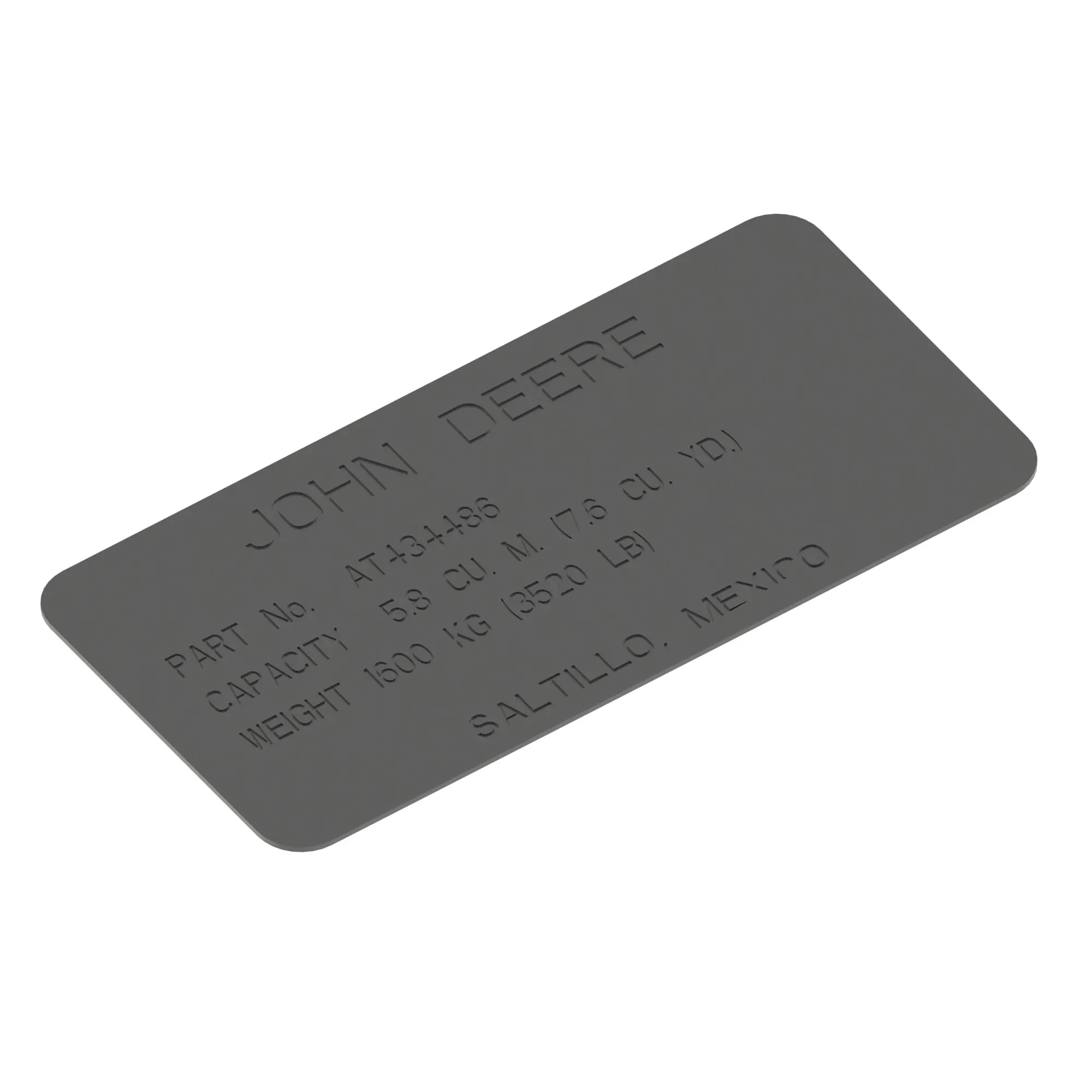 John Deere Identification Plate - T341148