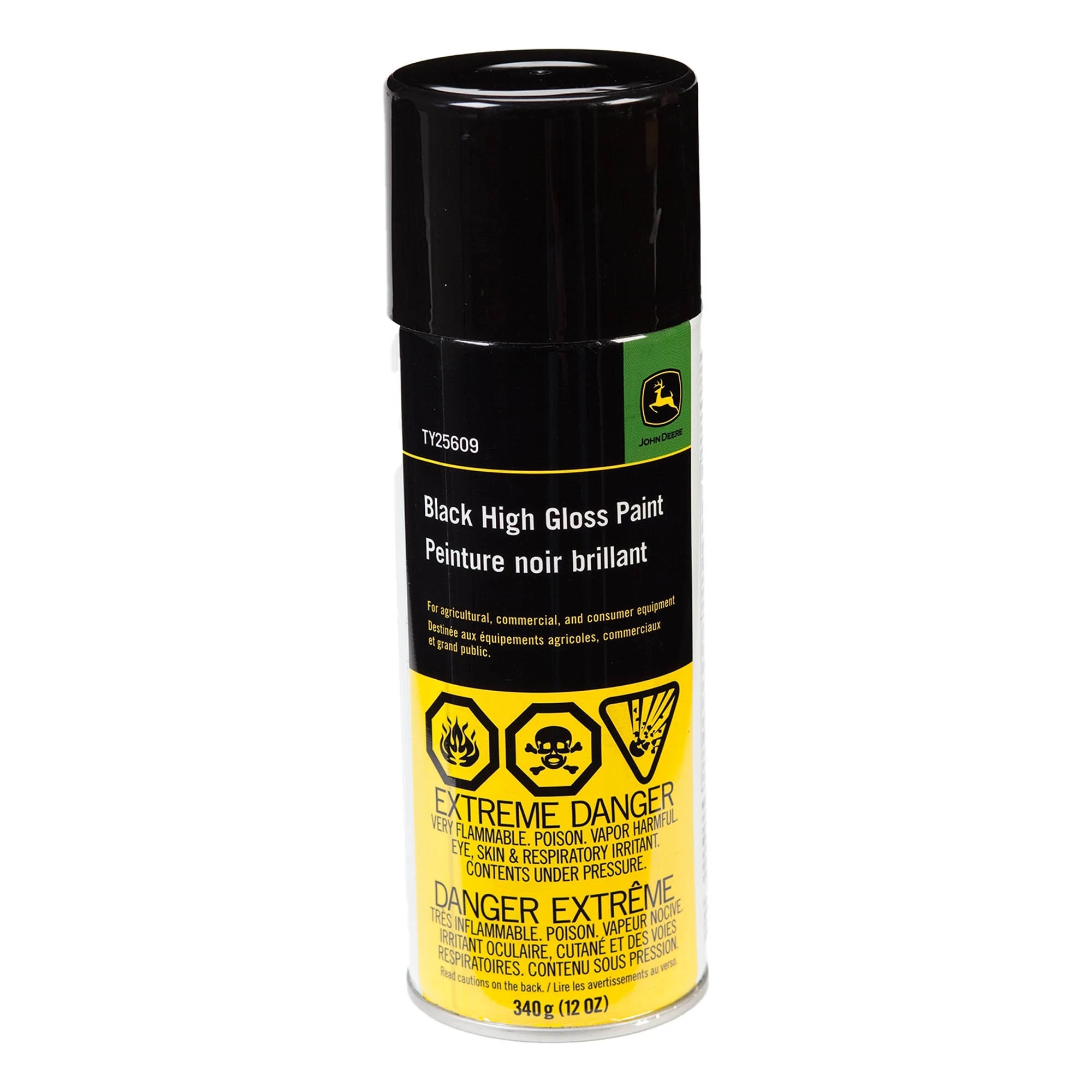 John Deere Ag and Turf Black High Gloss Spray Paint, 340 gram (12 Oz) Aerosol - TY25609