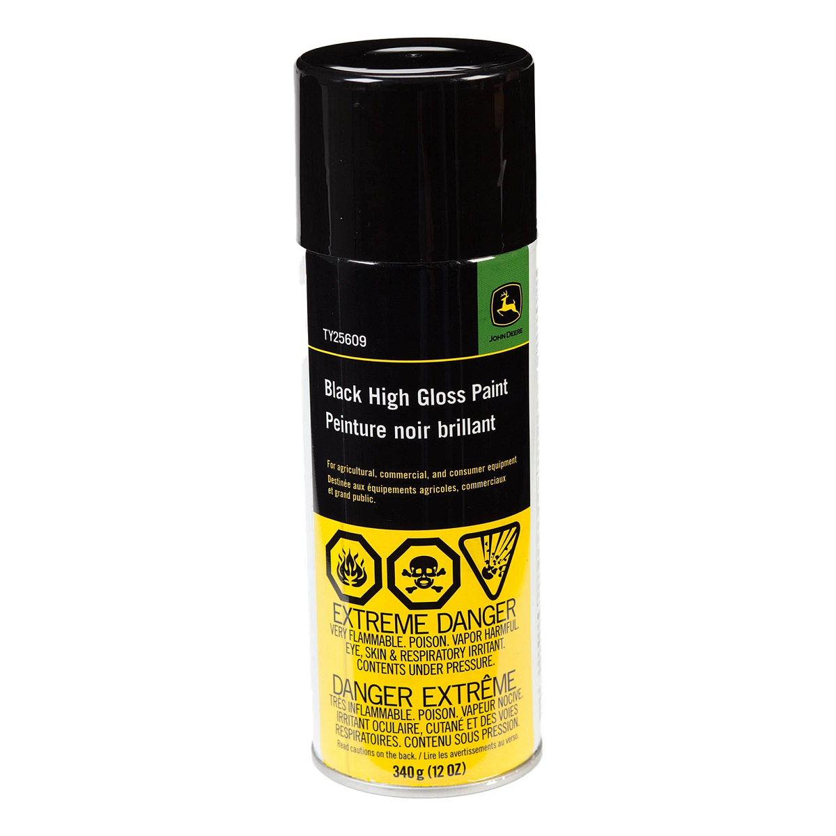 John Deere Ag and Turf Black High Gloss Spray Paint, 340 gram (12 Oz) Aerosol - TY25609