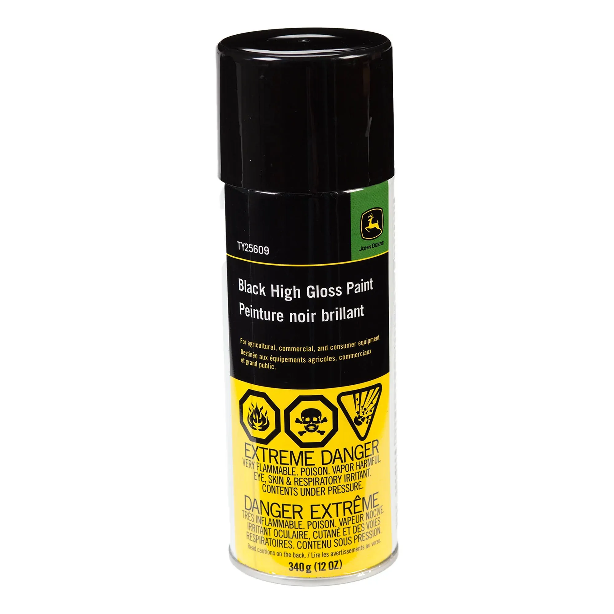 John Deere Ag and Turf Black High Gloss Spray Paint, 340 gram (12 Oz) Aerosol - TY25609