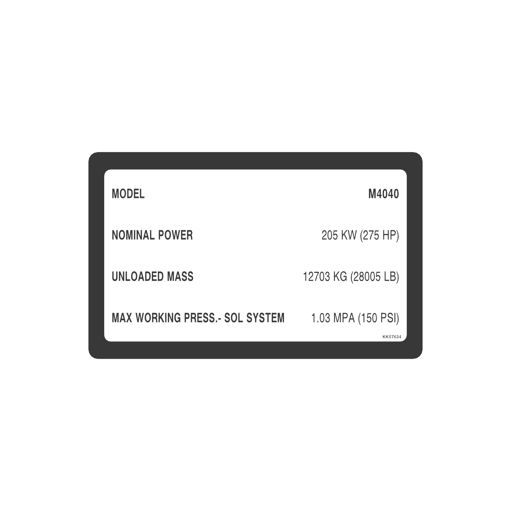 John Deere System Information M4040 Label - KK57634