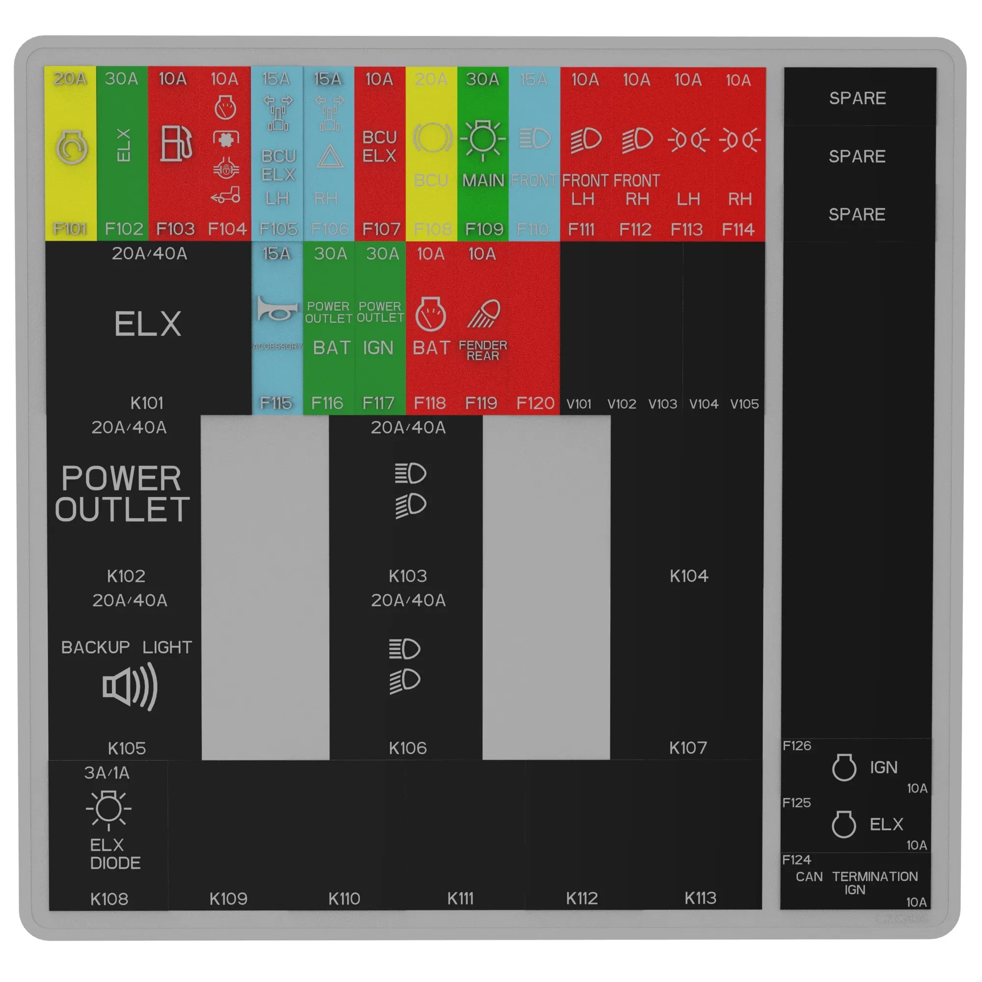 John Deere Fuse Box Label, Brazil - L223136