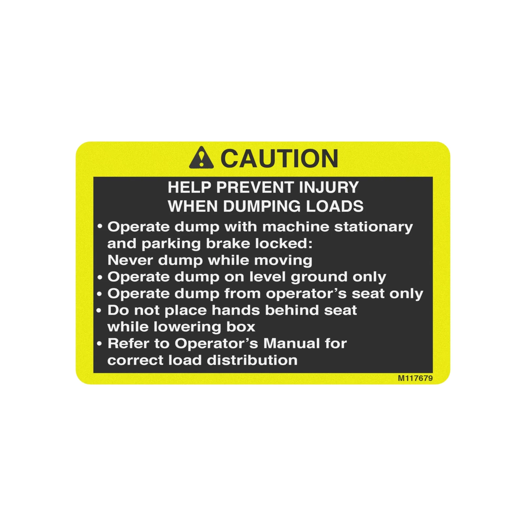 John Deere Safety Sign, Caution - M117679