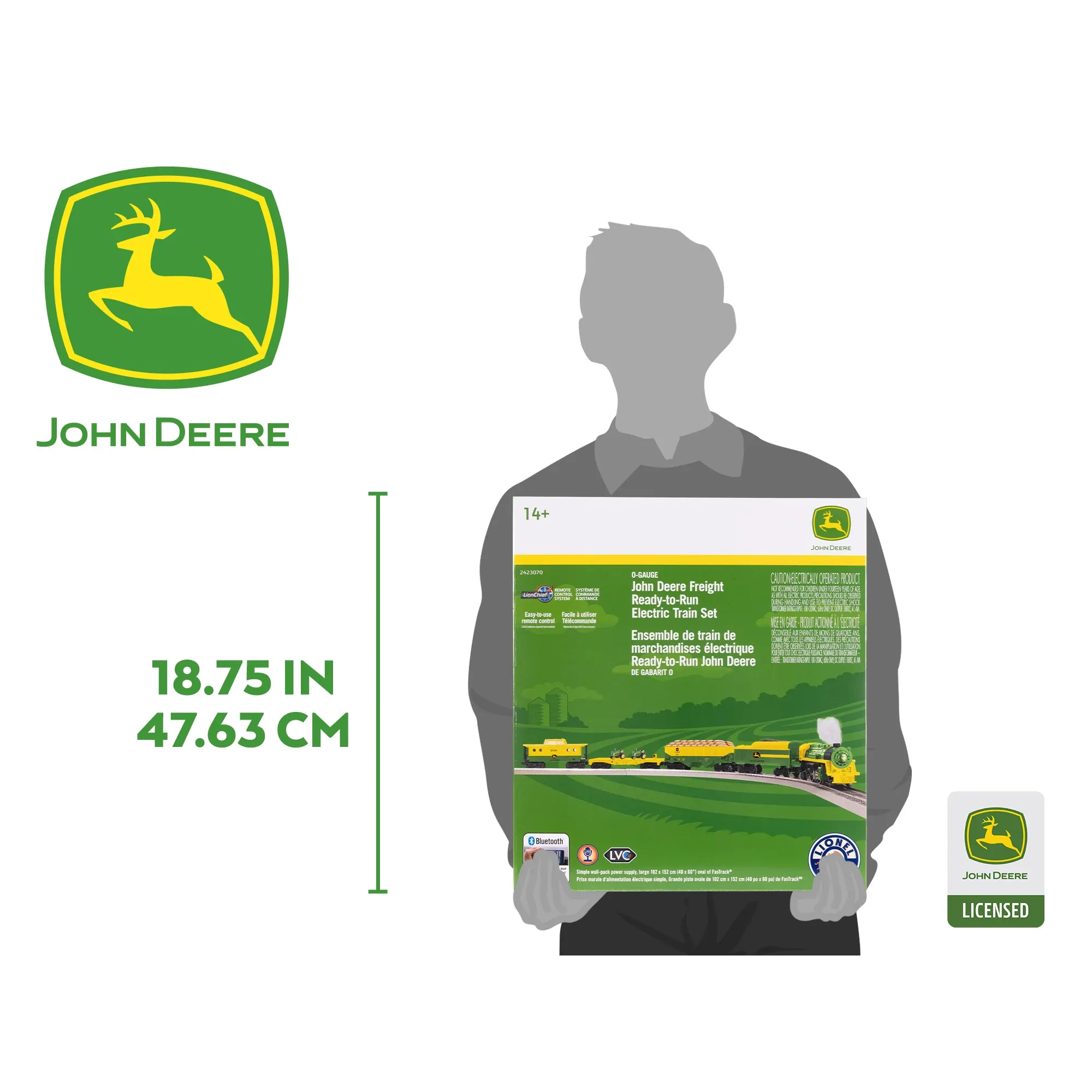 Lionel Trains® John Deere Steam Freight LionChief Electric O Gauge Bluetooth 5.0 Train Set with Remote