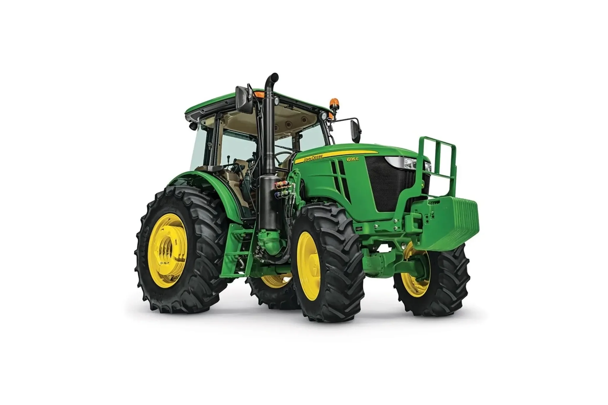 Studio image with a front right view of a 6135E Utility Tractor