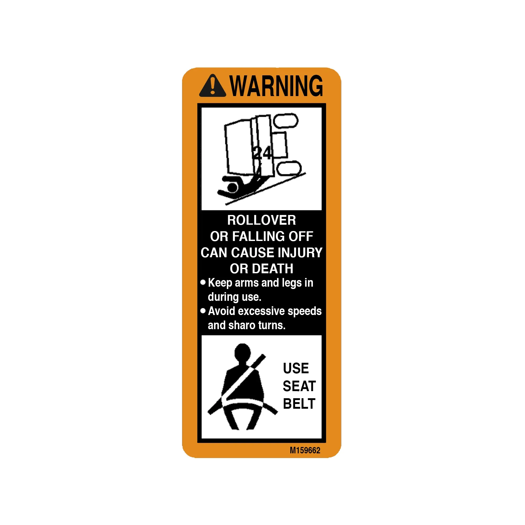 John Deere Warning Safety Sign, English - M159662
