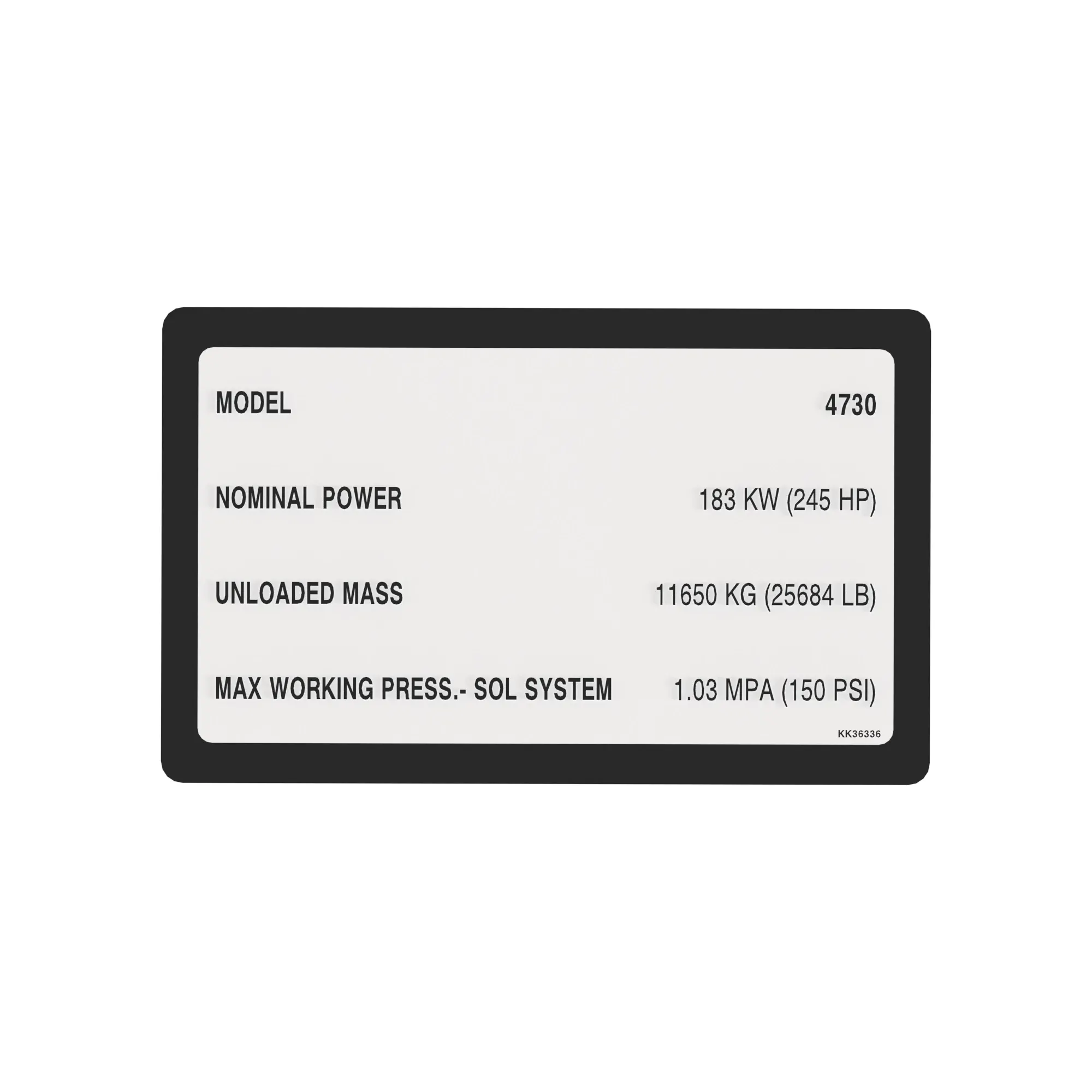 John Deere System Information 4730 Label - KK36336