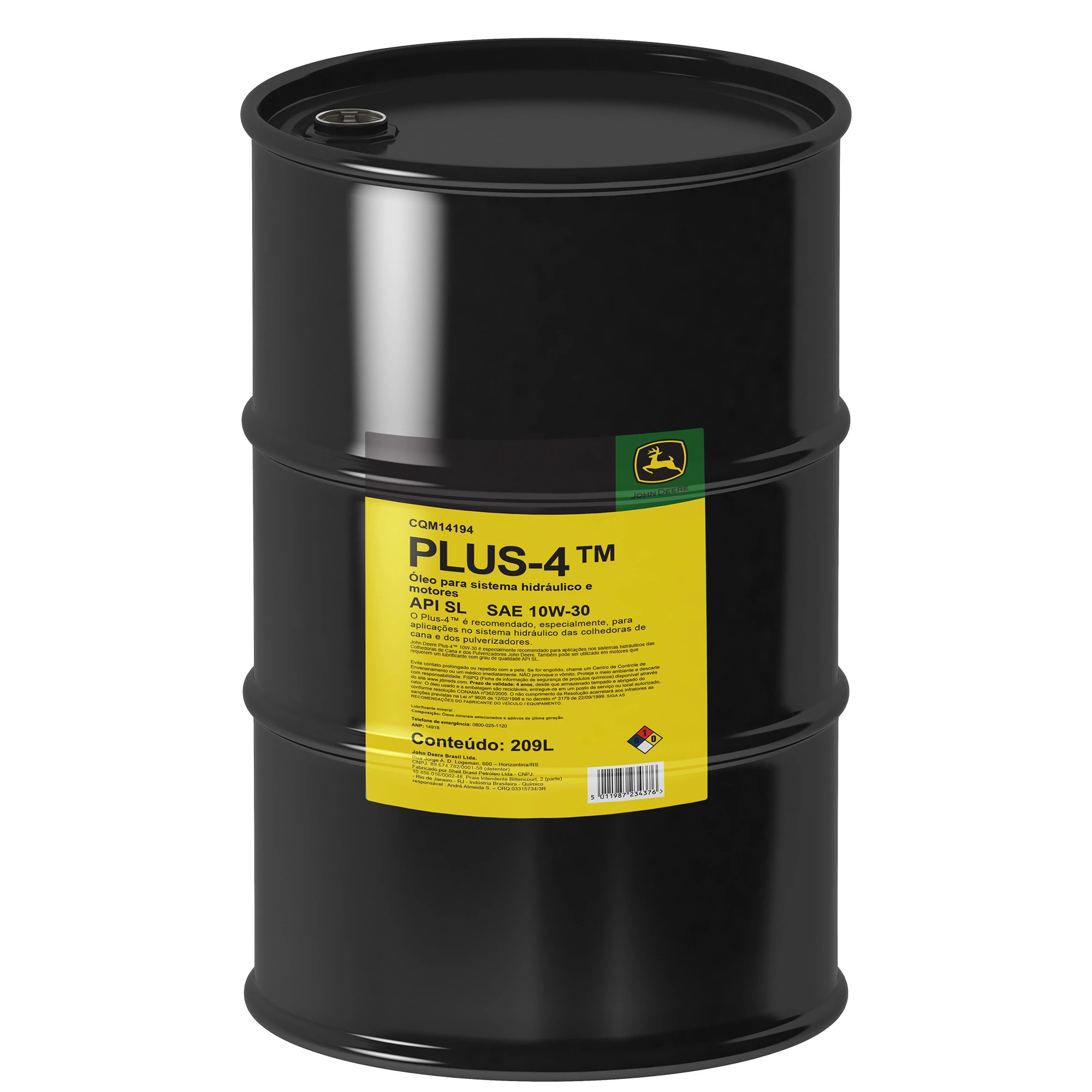 John Deere Engine Oil, Plus-4™, SAE 10W-30, API SN/GF-5, 209 Liter (55.21 Gallon) - CQM14194