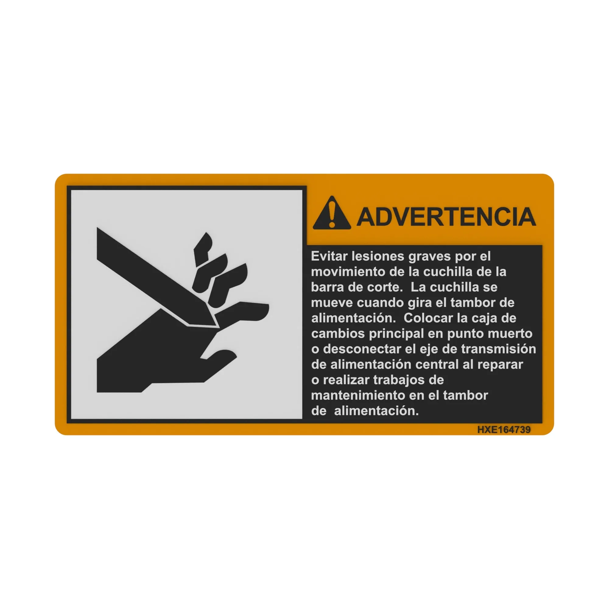 John Deere Safety Sign, Cutterbar - HXE164739