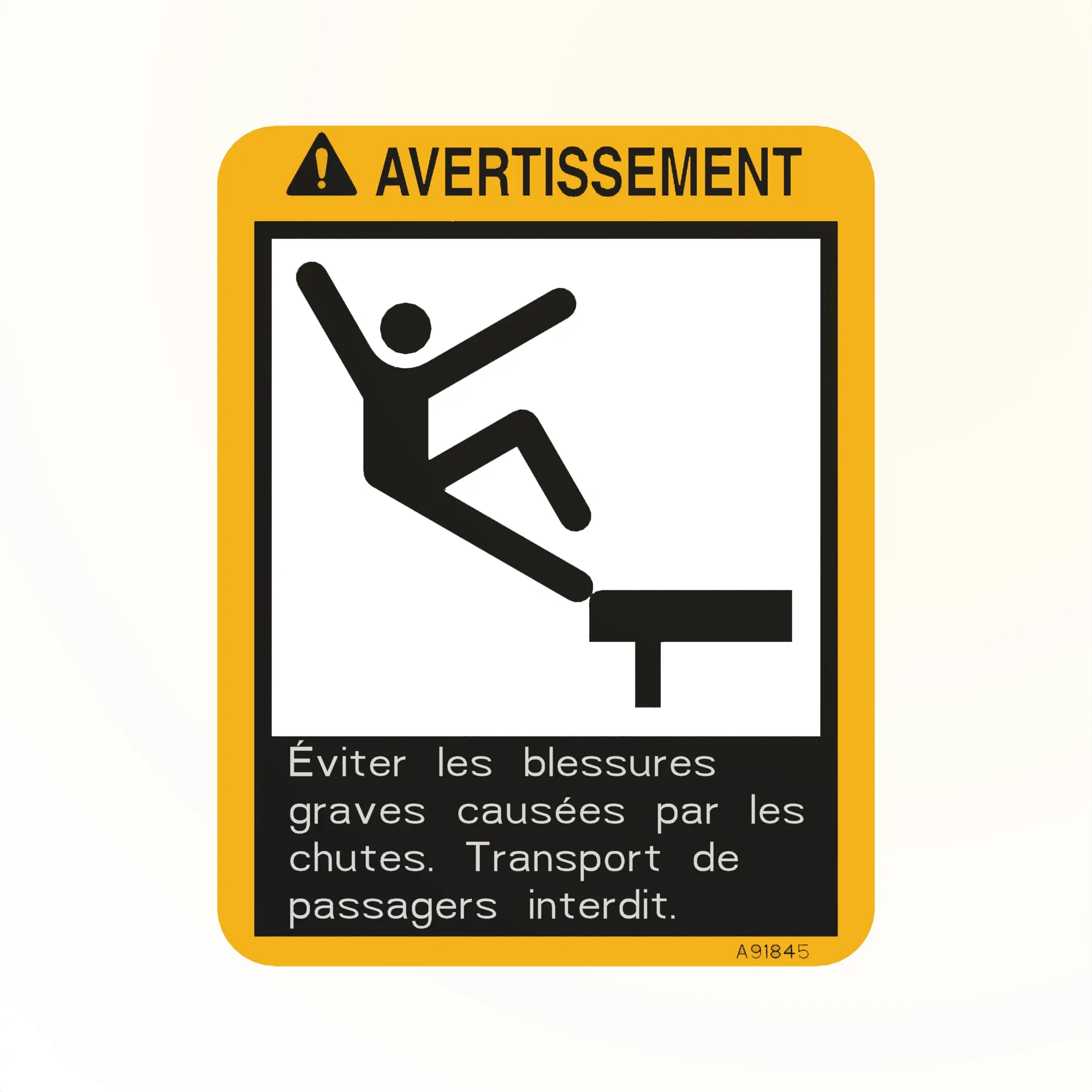John Deere Warning Do Not Ride French, Label - A91845