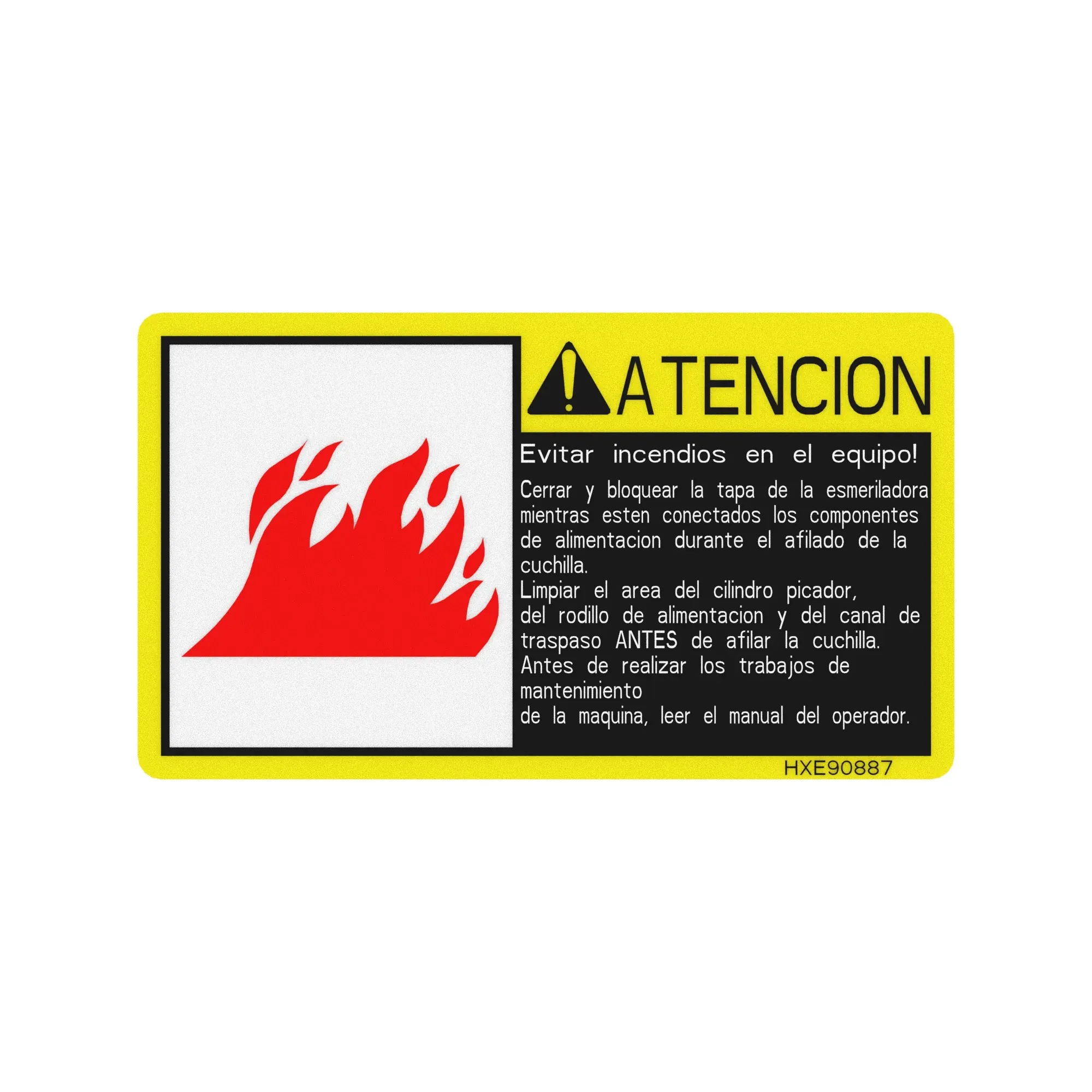 John Deere Safety Sign, Fire Hazard Caution, Spanish - HXE90887