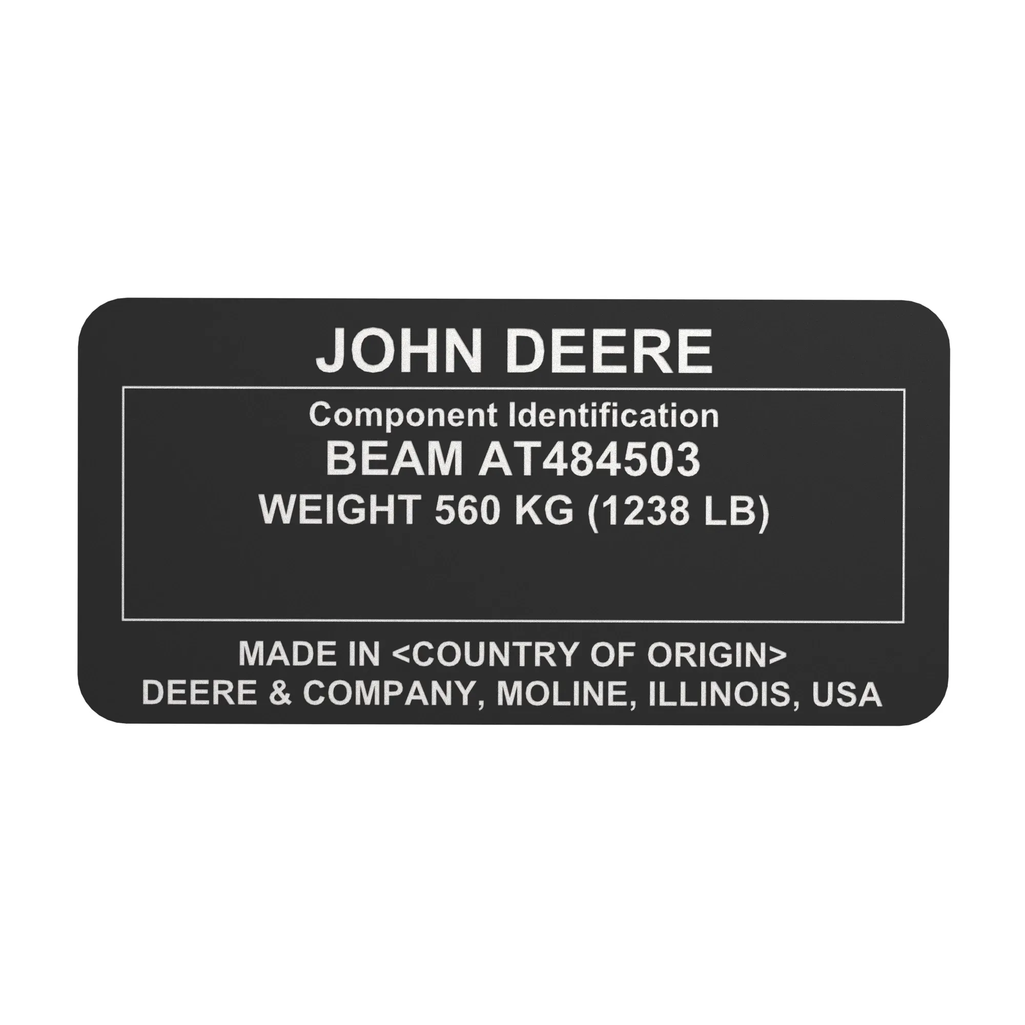 John Deere Identification Plate - T401662