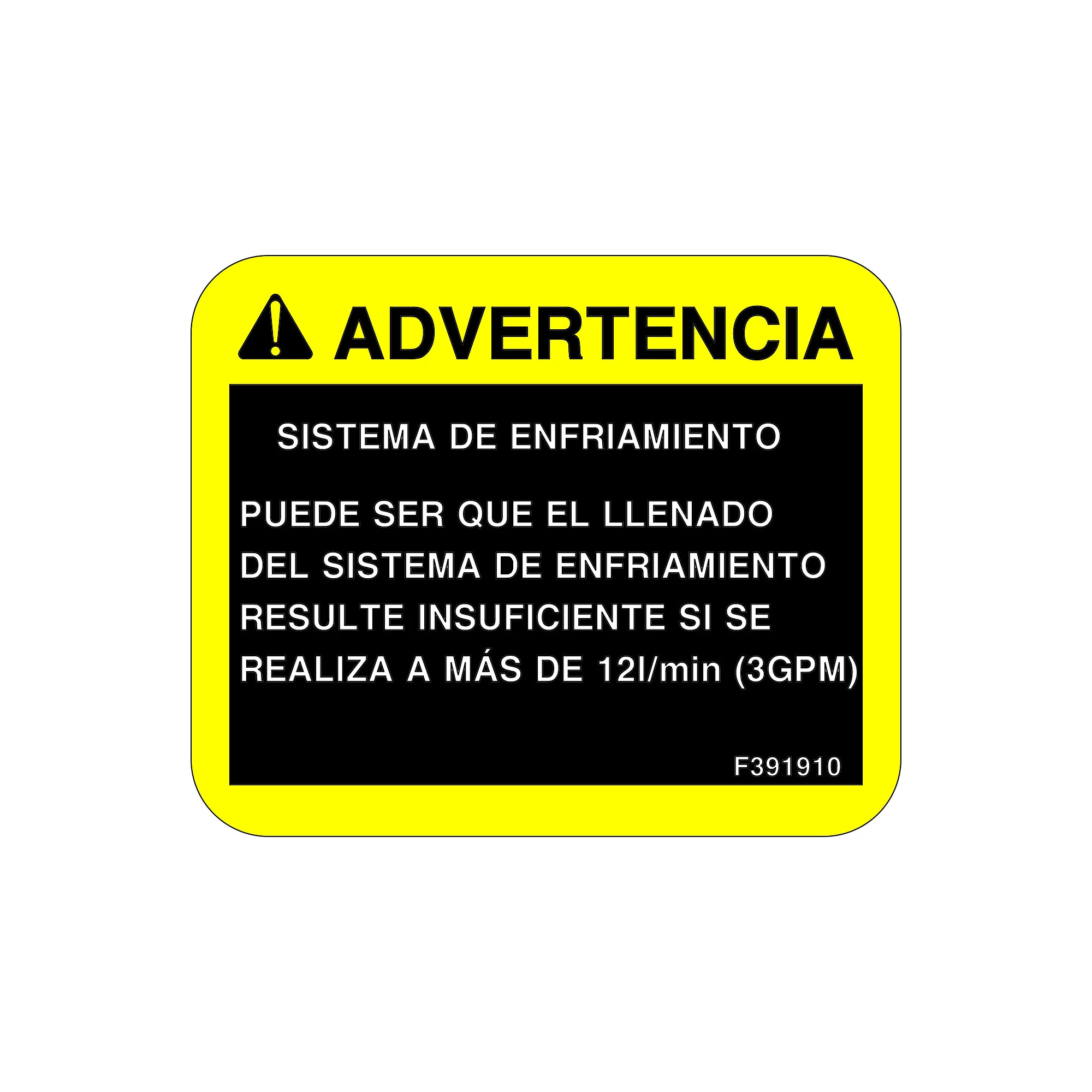 John Deere Cooling System Decal, Spanish - F391910