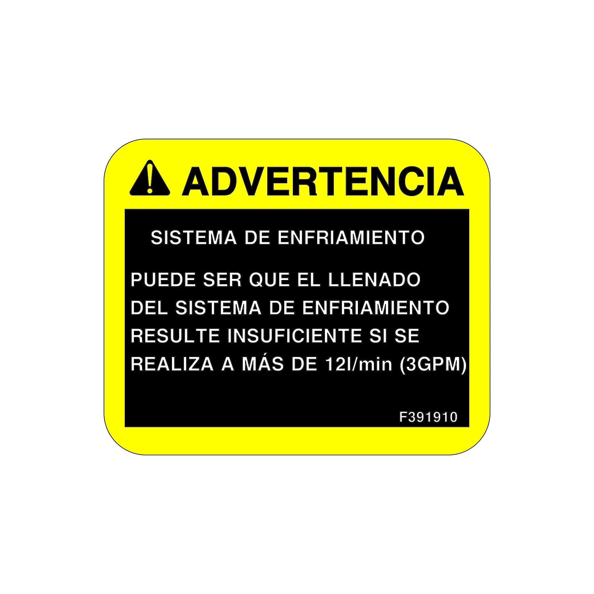 John Deere Cooling System Decal, Spanish - F391910