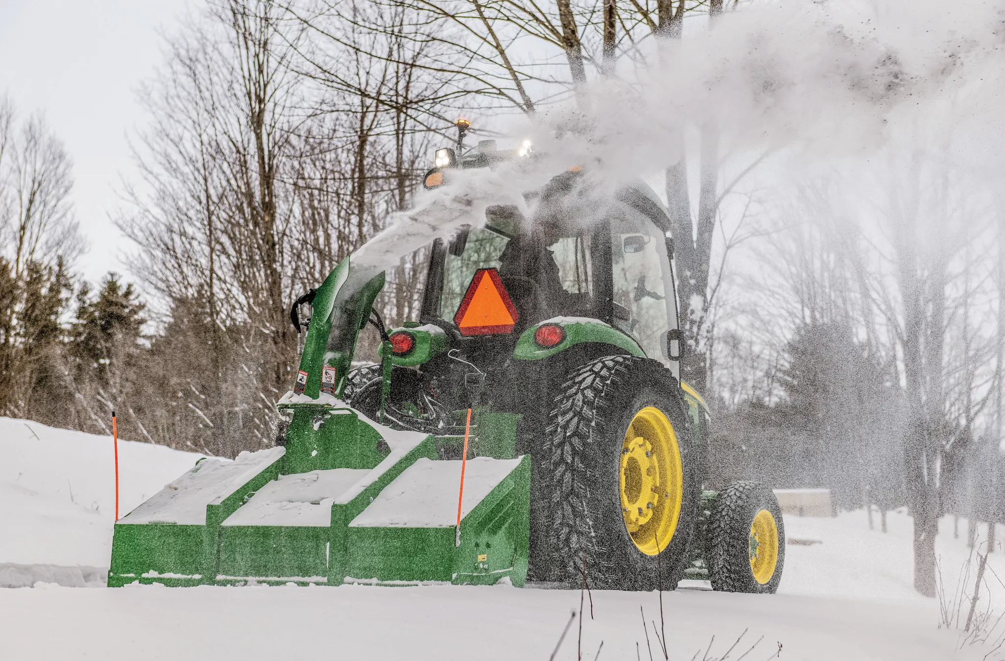 Blowing snow using a SB1174P Snowblower on 4075R Tractor