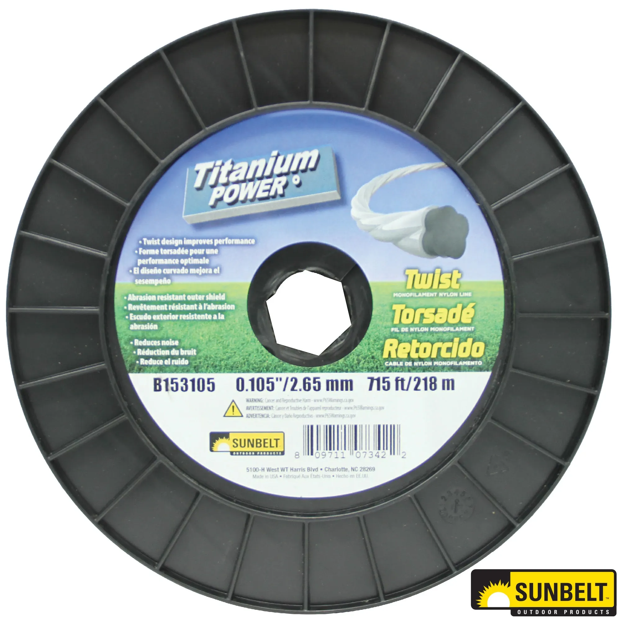 Titanium Power Trimmer Line, 0.105 inch Twist