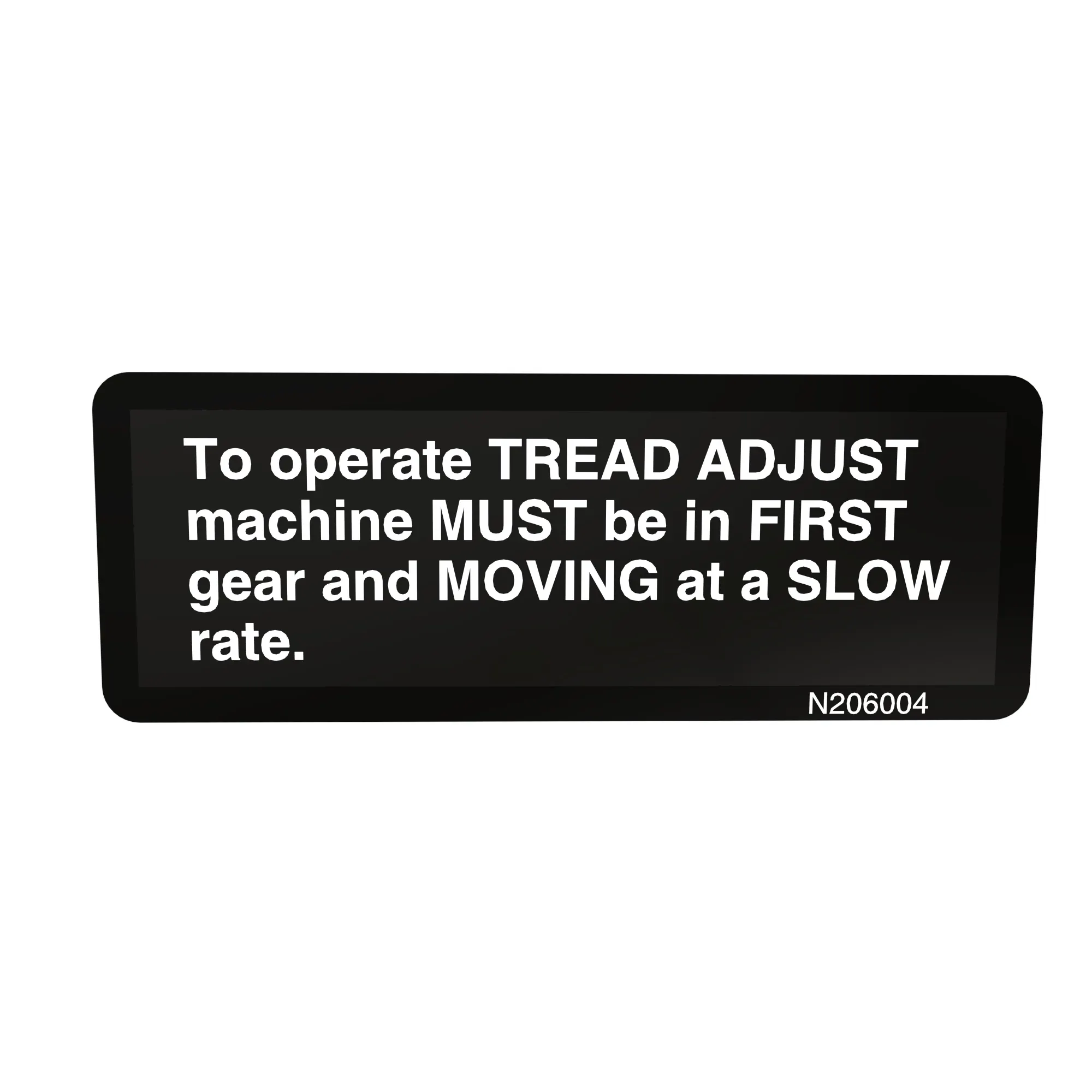 John Deere Label, Tread Adjust - N206004