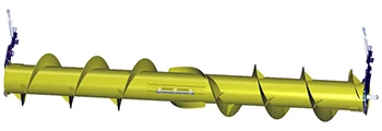Computer-generated image of a yellow 6X9 series windrow pickup auger on white background