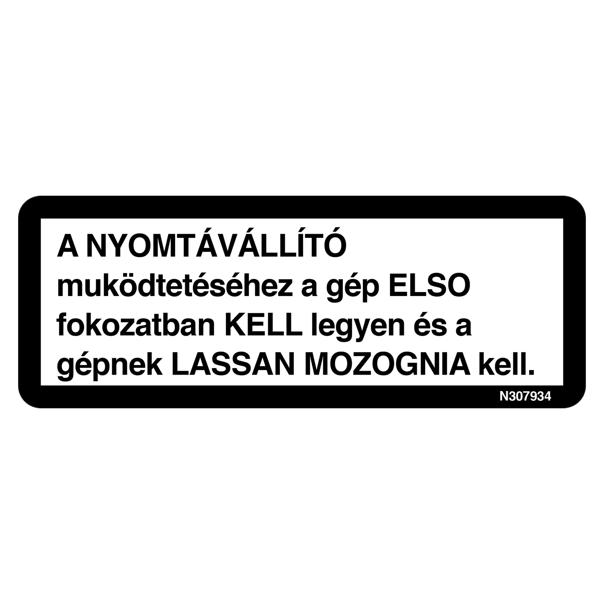 John Deere Tread Adjust Label, Hungarian - N307934
