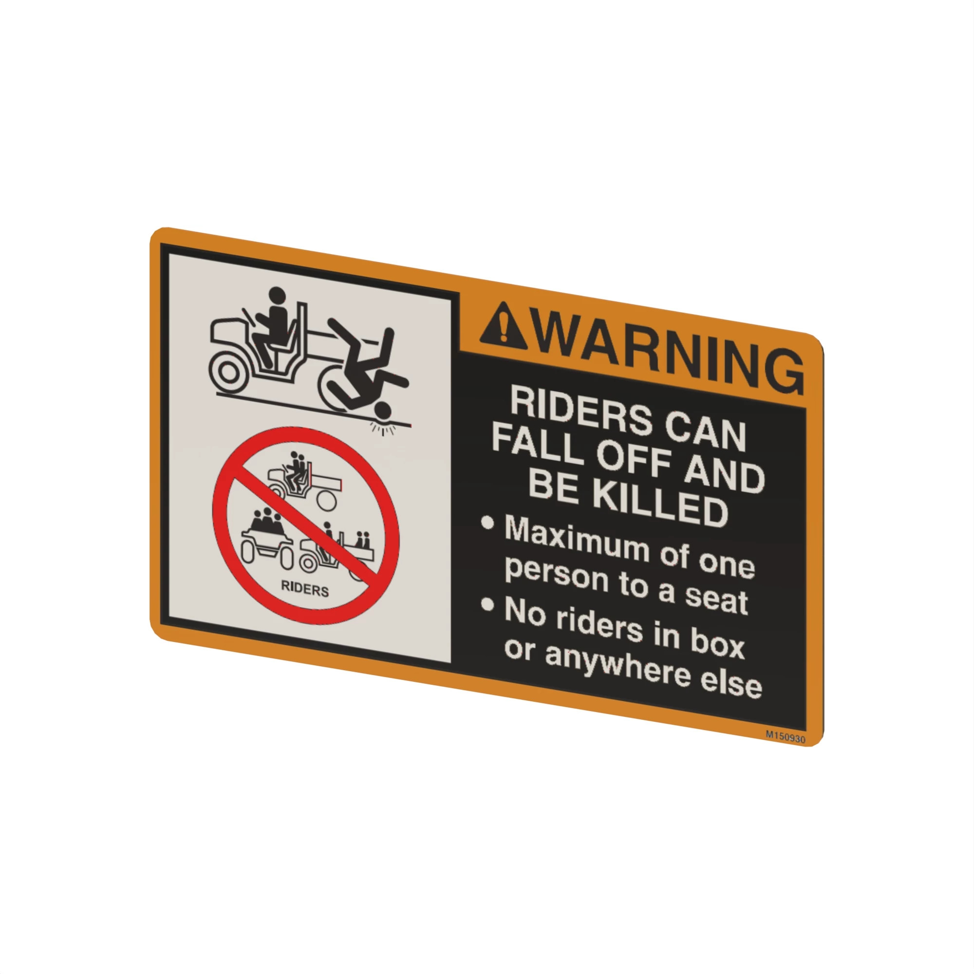 LABEL, WARNING NO RIDERS