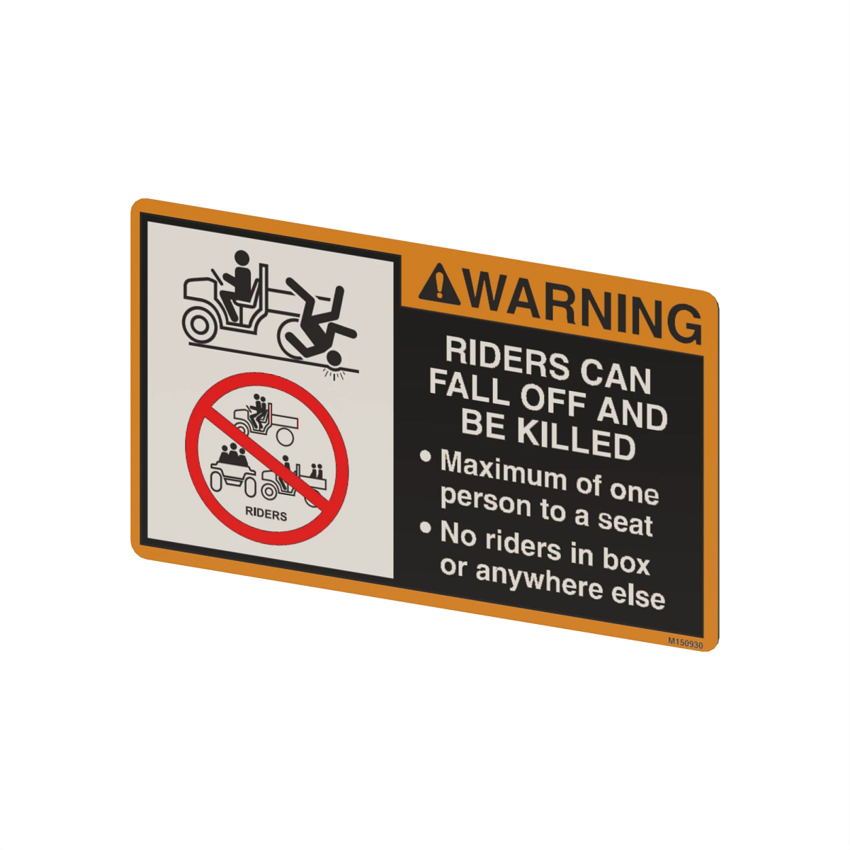 M150930: No Rider Warning Label | Shop.Deere.com