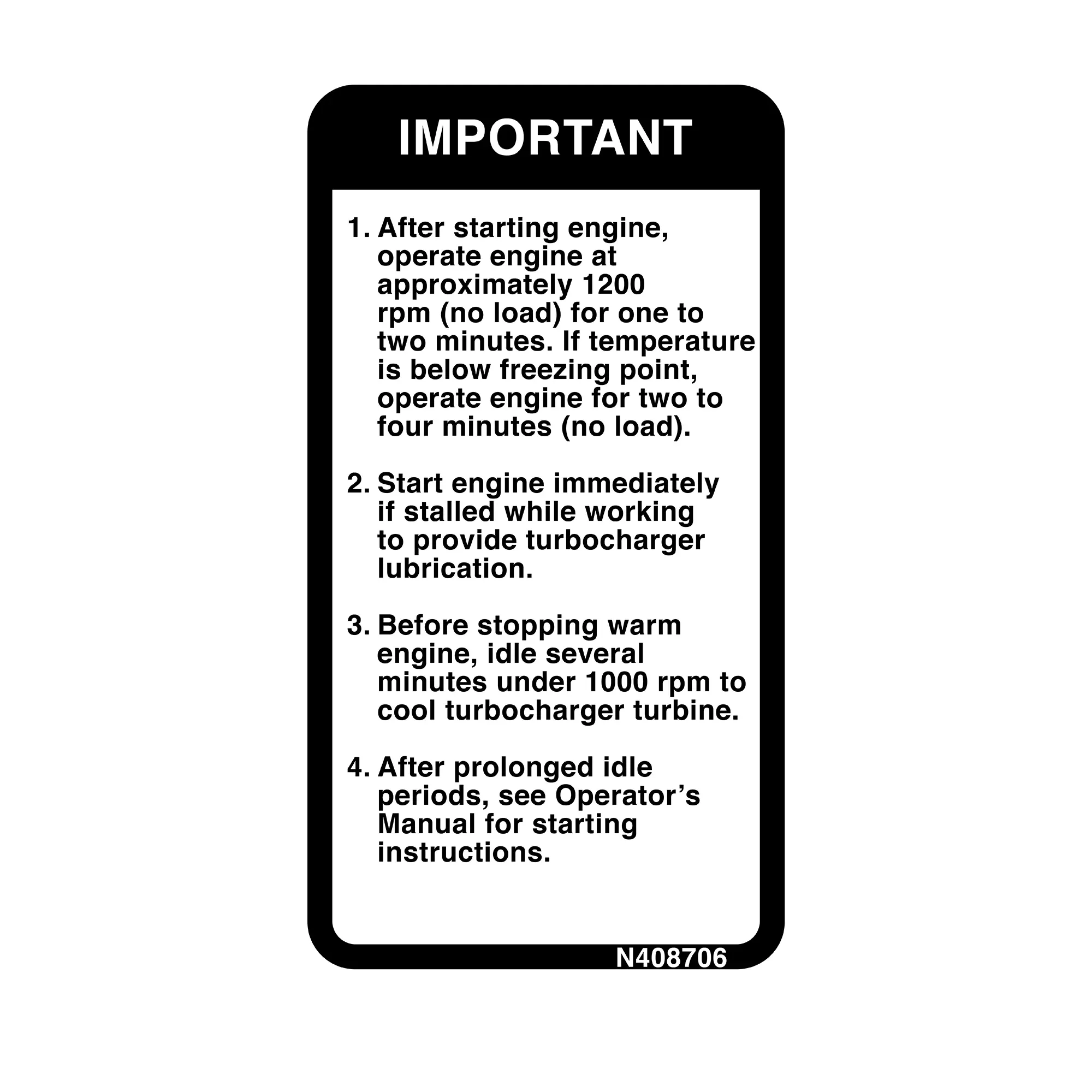 John Deere Important Label - N408706