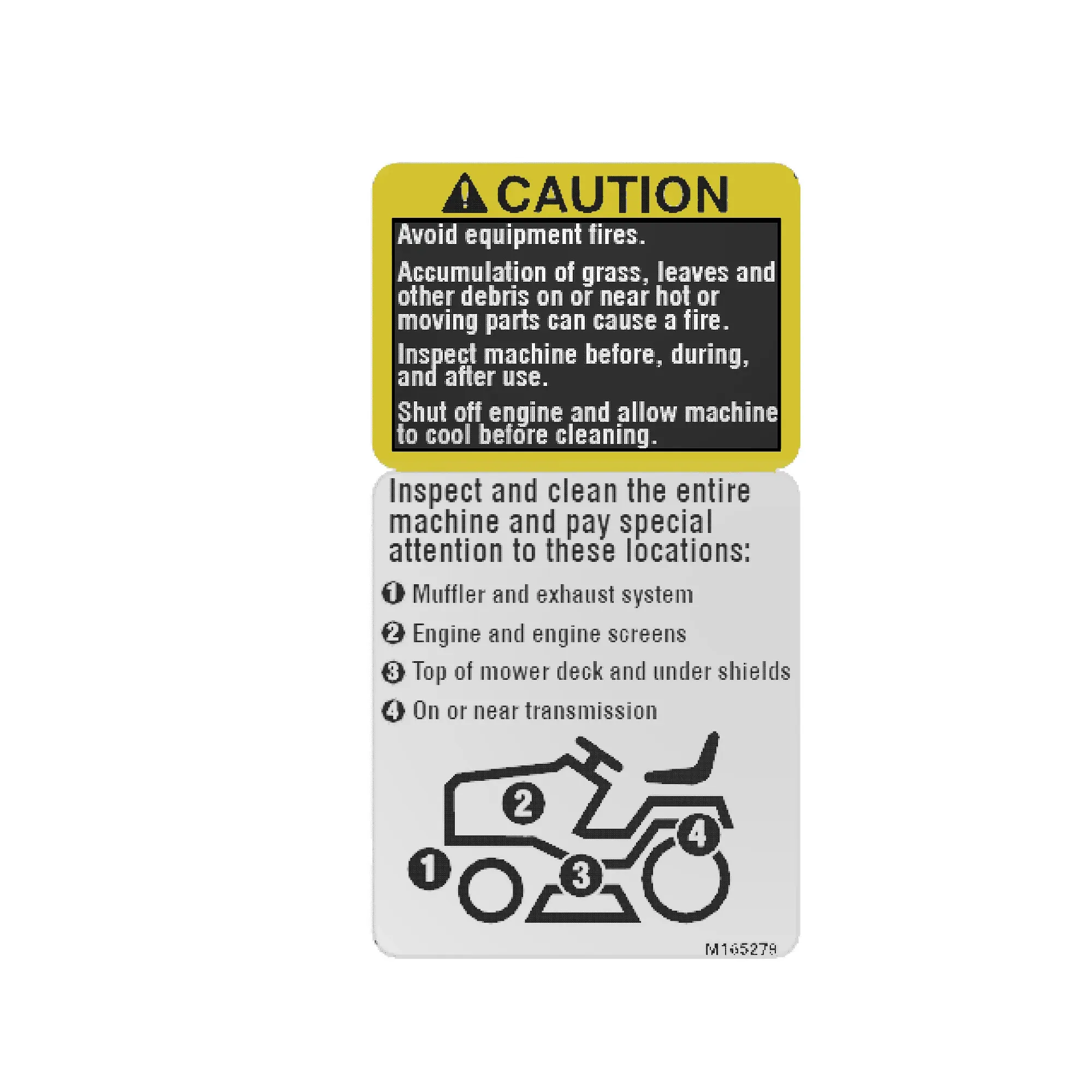 John Deere Cleanout Label - M165279