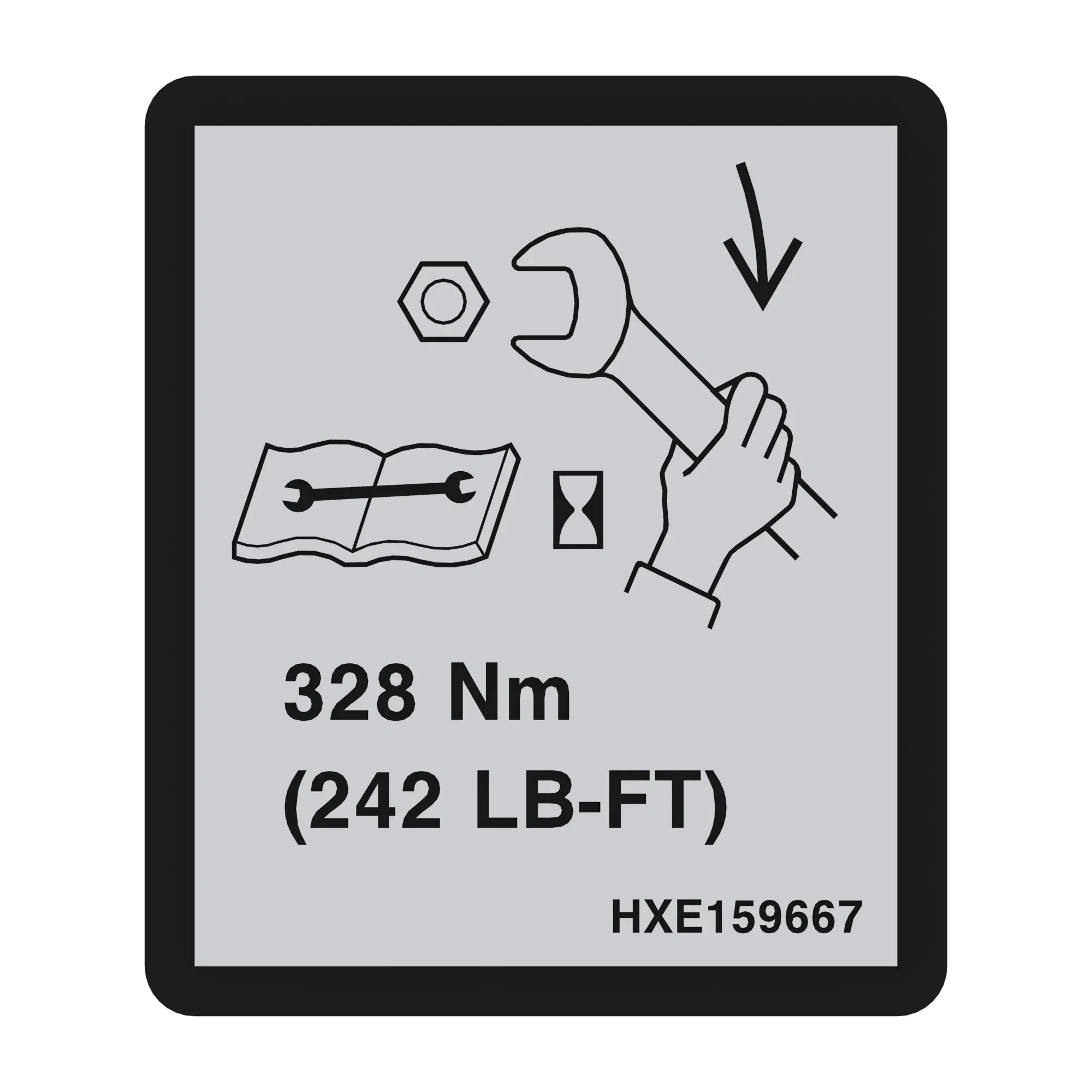 John Deere E Clutch Nut torque Label - HXE159667