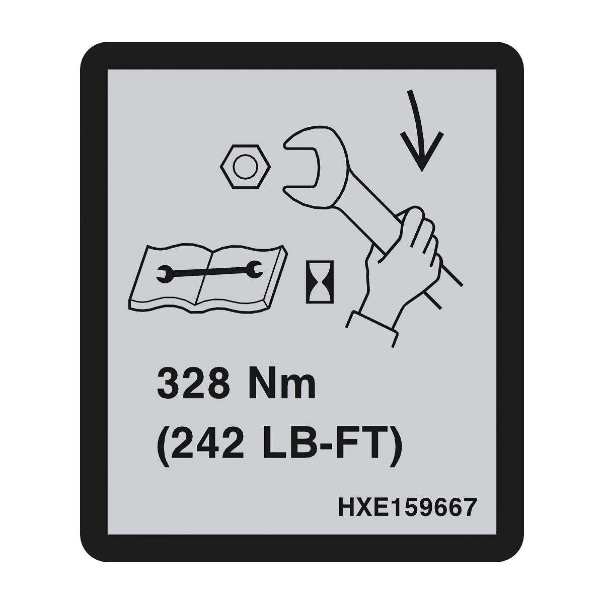 John Deere E Clutch Nut torque Label - HXE159667