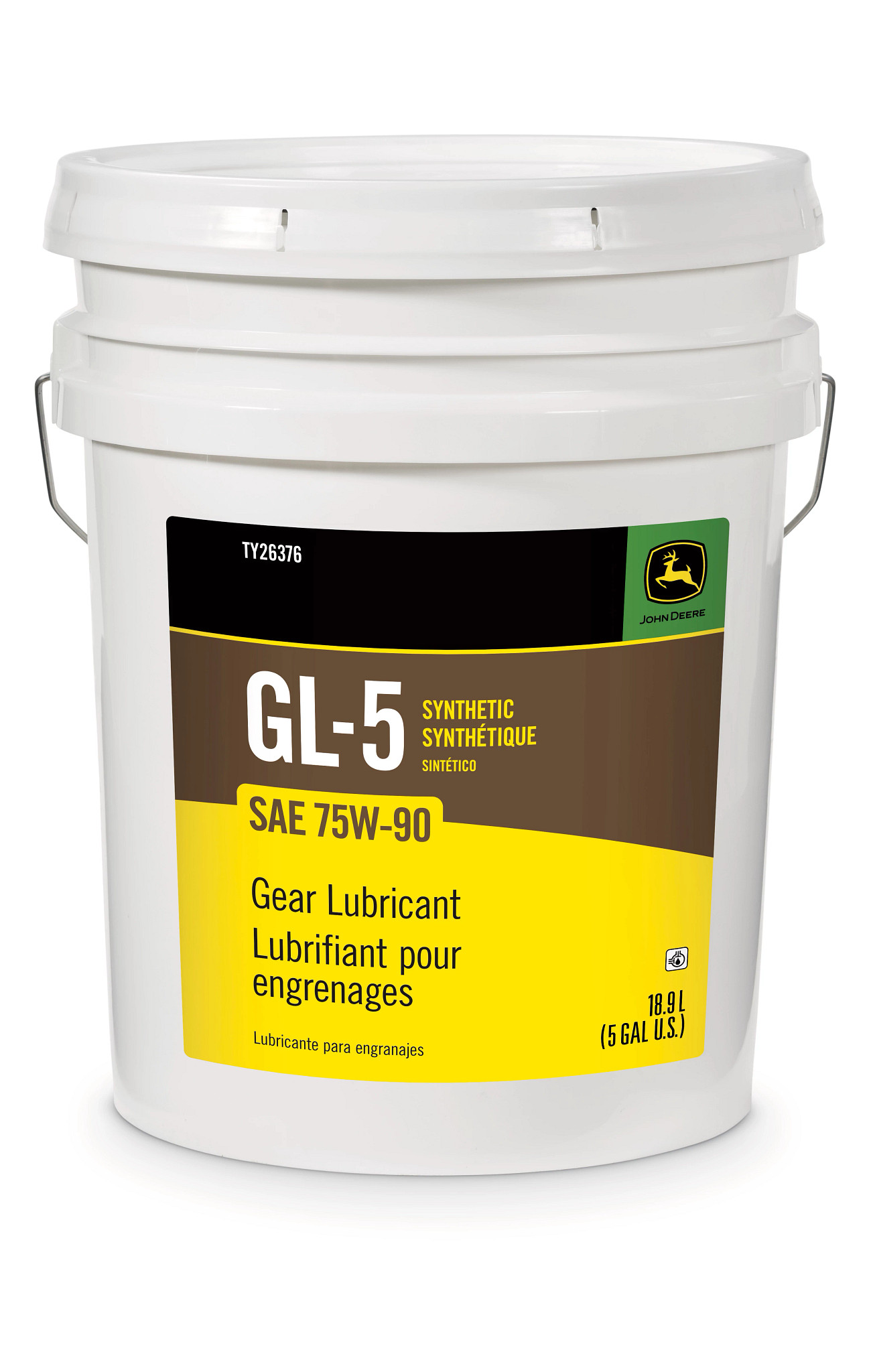 John Deere Synthetic Gear Lubricant, SAE 75W-90, API GL-5, 18.9 Liter (5 Gallon) - TY26376