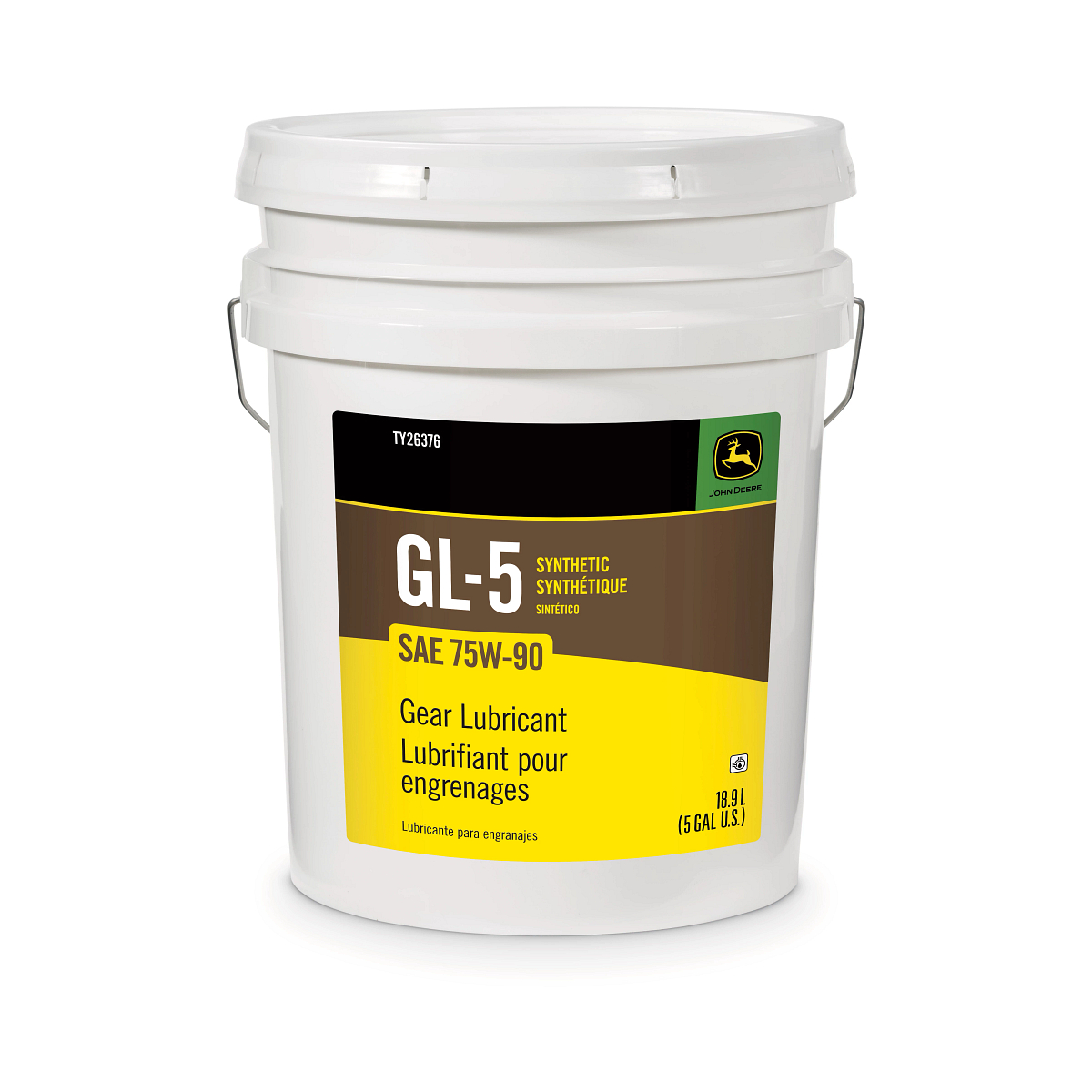 John Deere Synthetic Gear Lubricant, SAE 75W-90, API GL-5, 18.9 Liter (5 Gallon) - TY26376