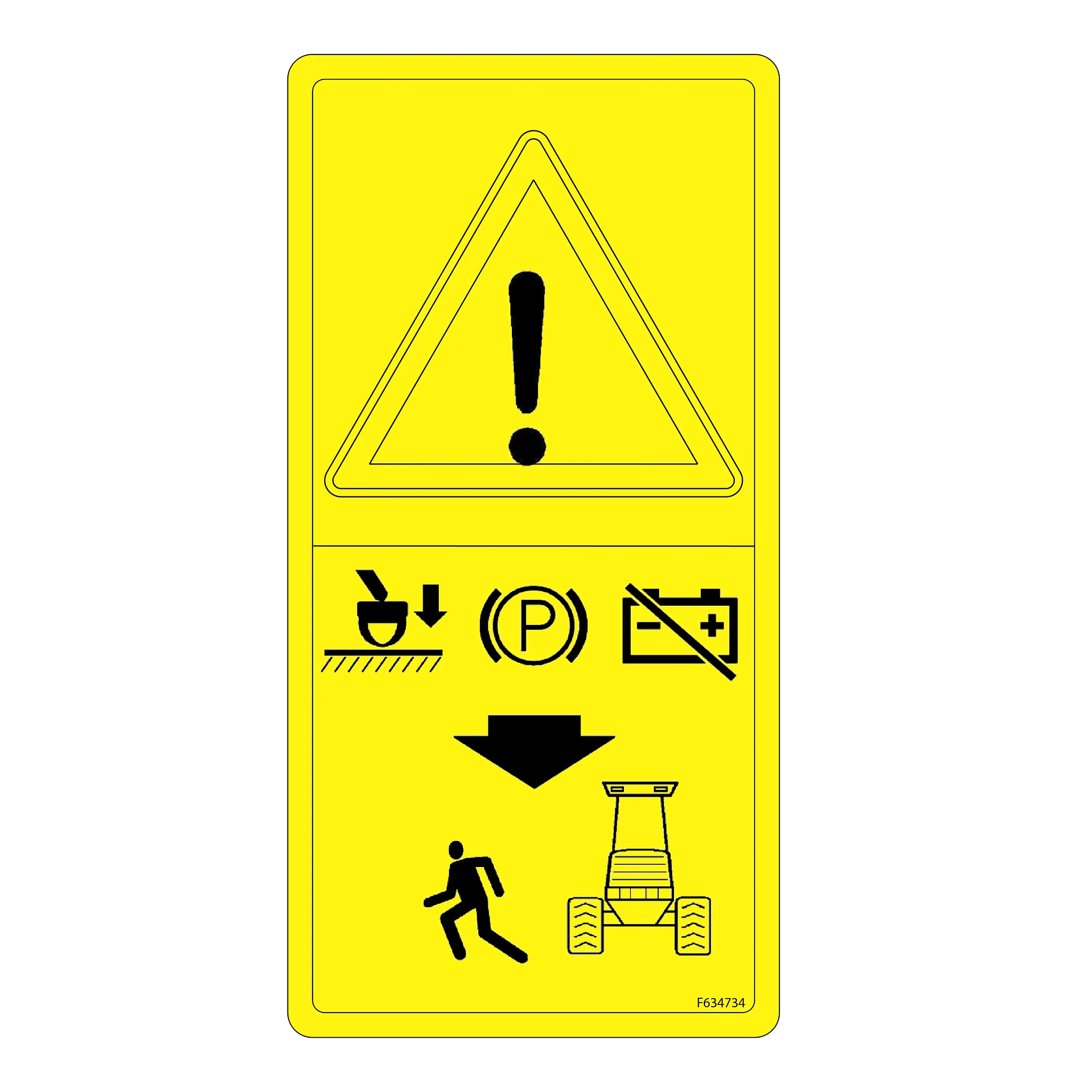 John Deere Label, Before Leaving Operators Seat - F634734