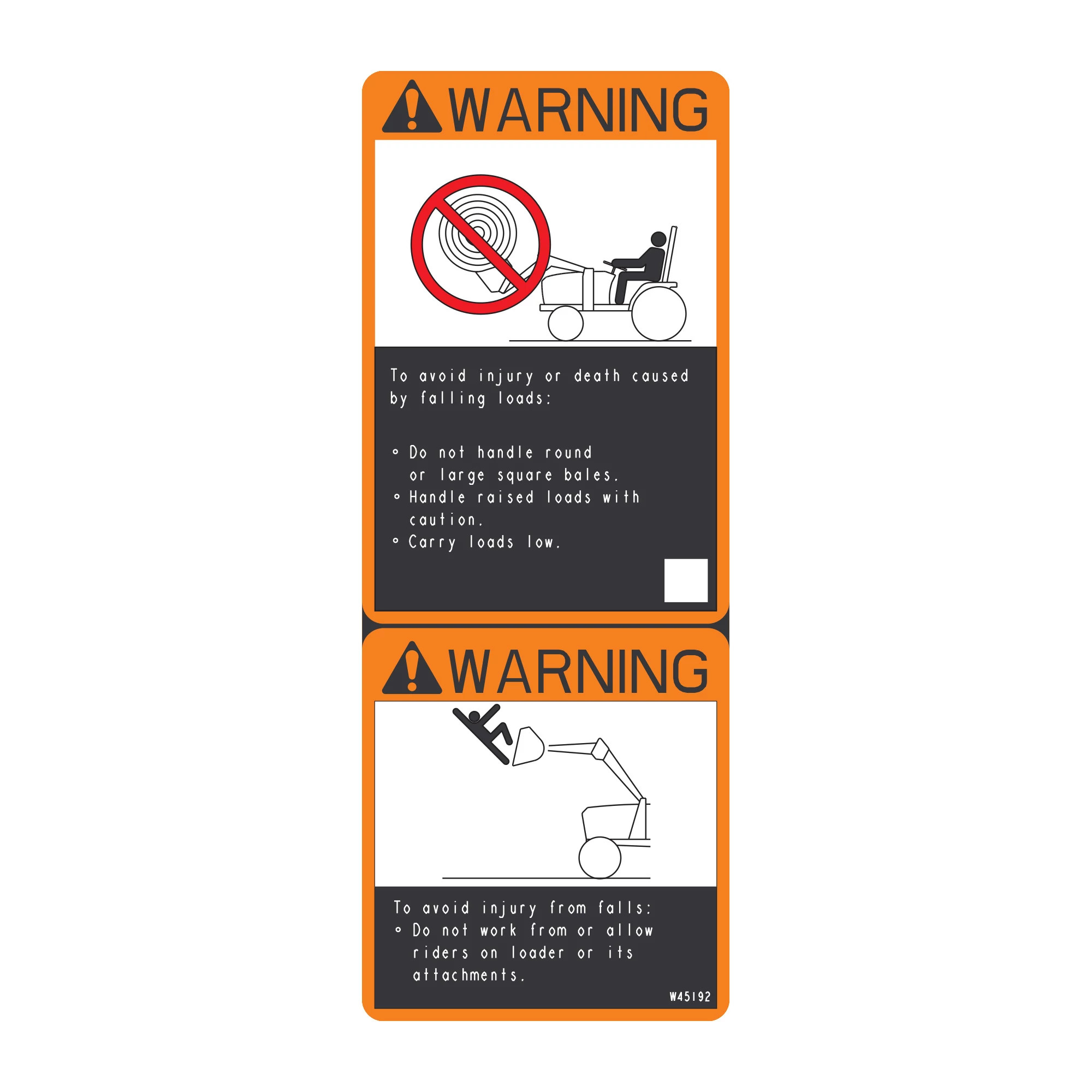 John Deere Warning Label, English - W45192