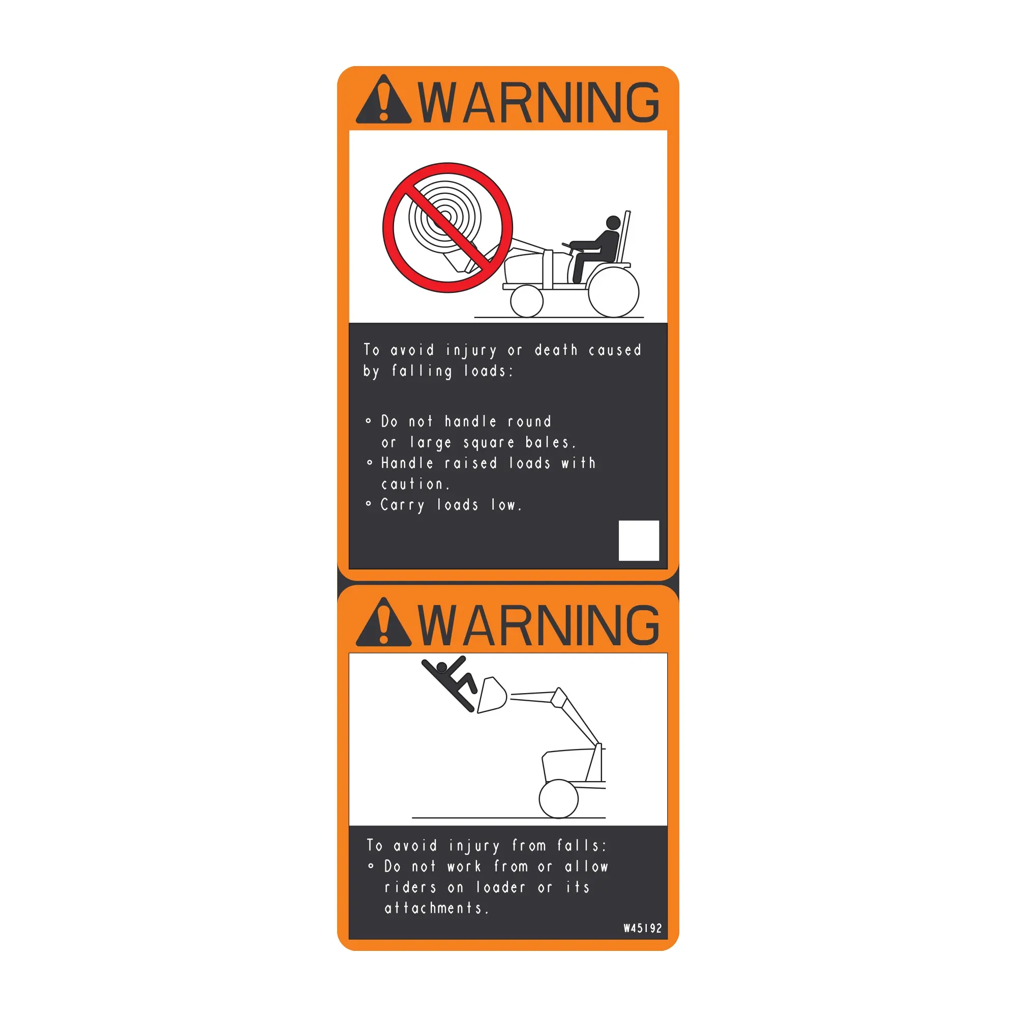 John Deere Warning Label, English - W45192