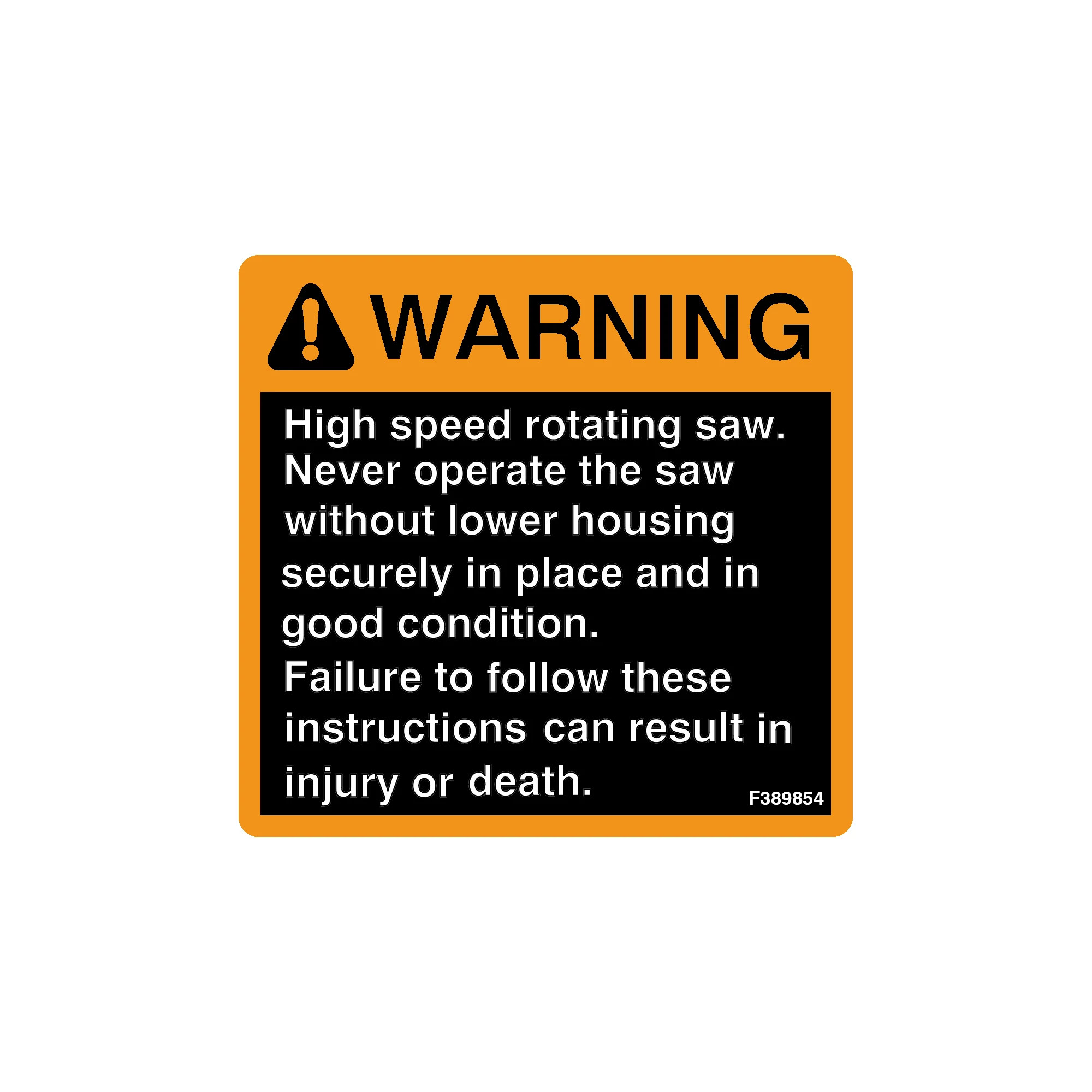 John Deere Fd45 Saw Rotate Warning Decal - F389854