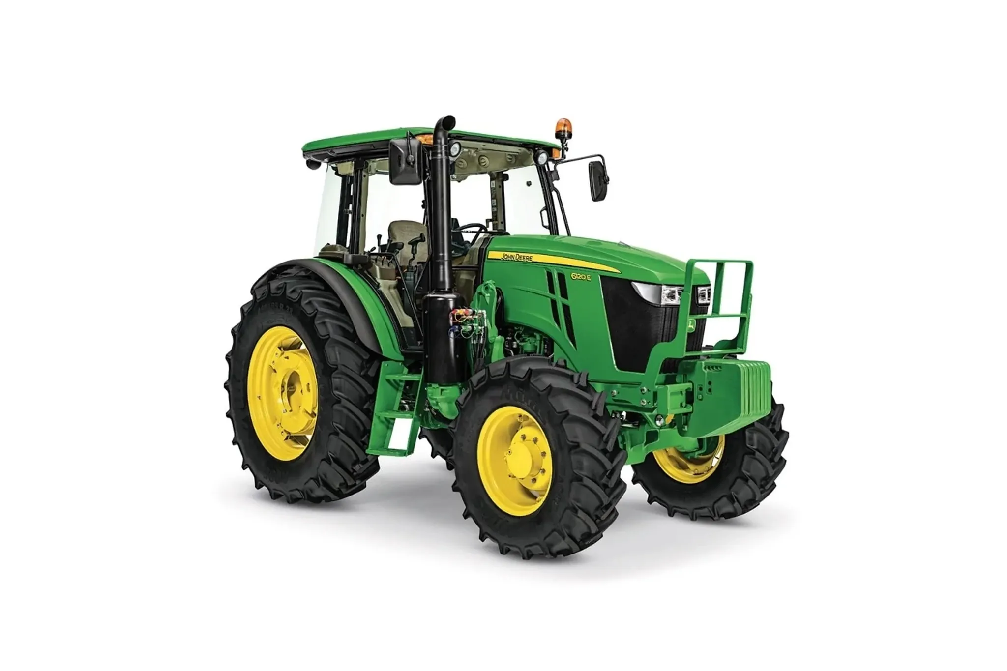 Studio image with a front right view of a 6120E Specialty Tractor
