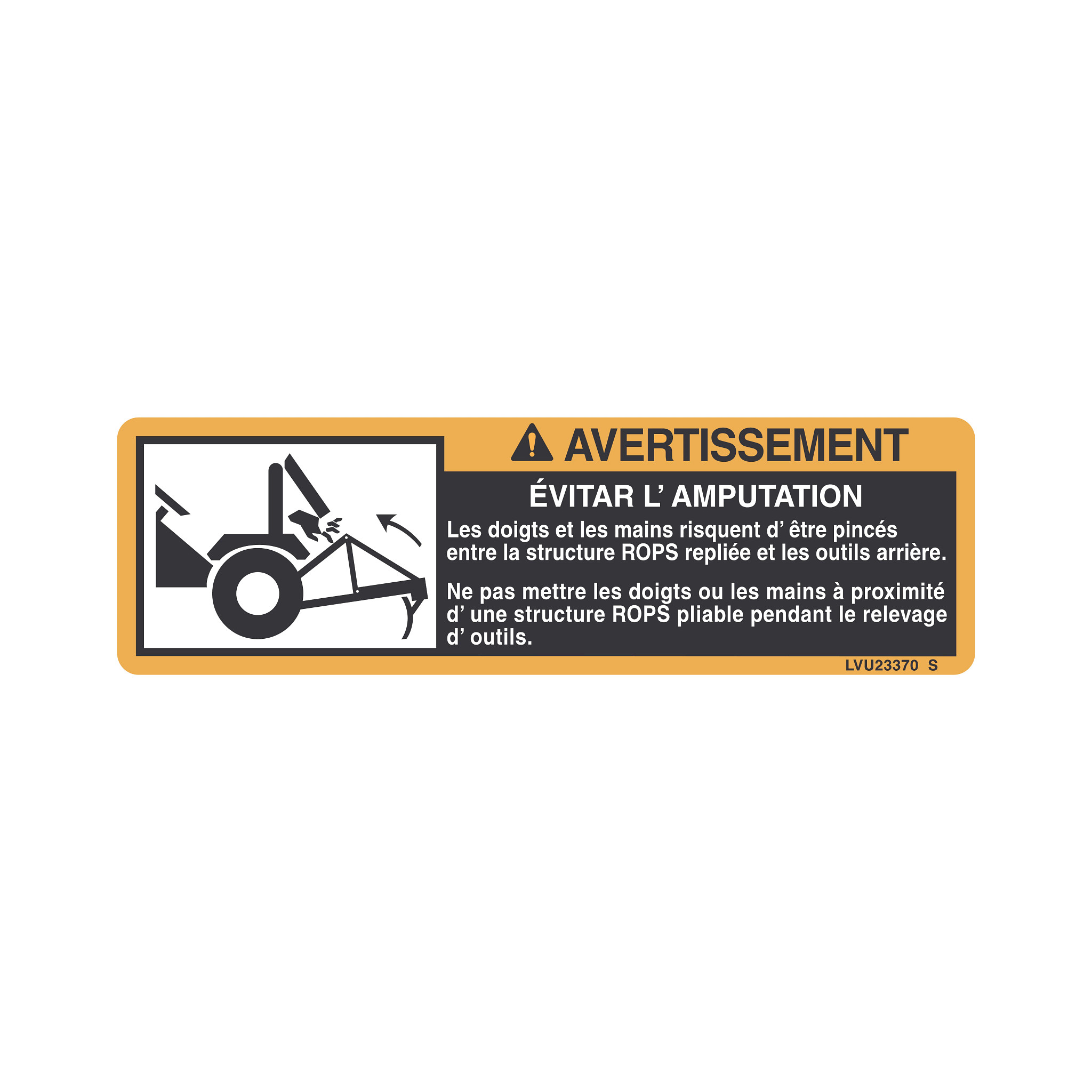 FRENCH LABEL, WARNING FOLDING ROPS